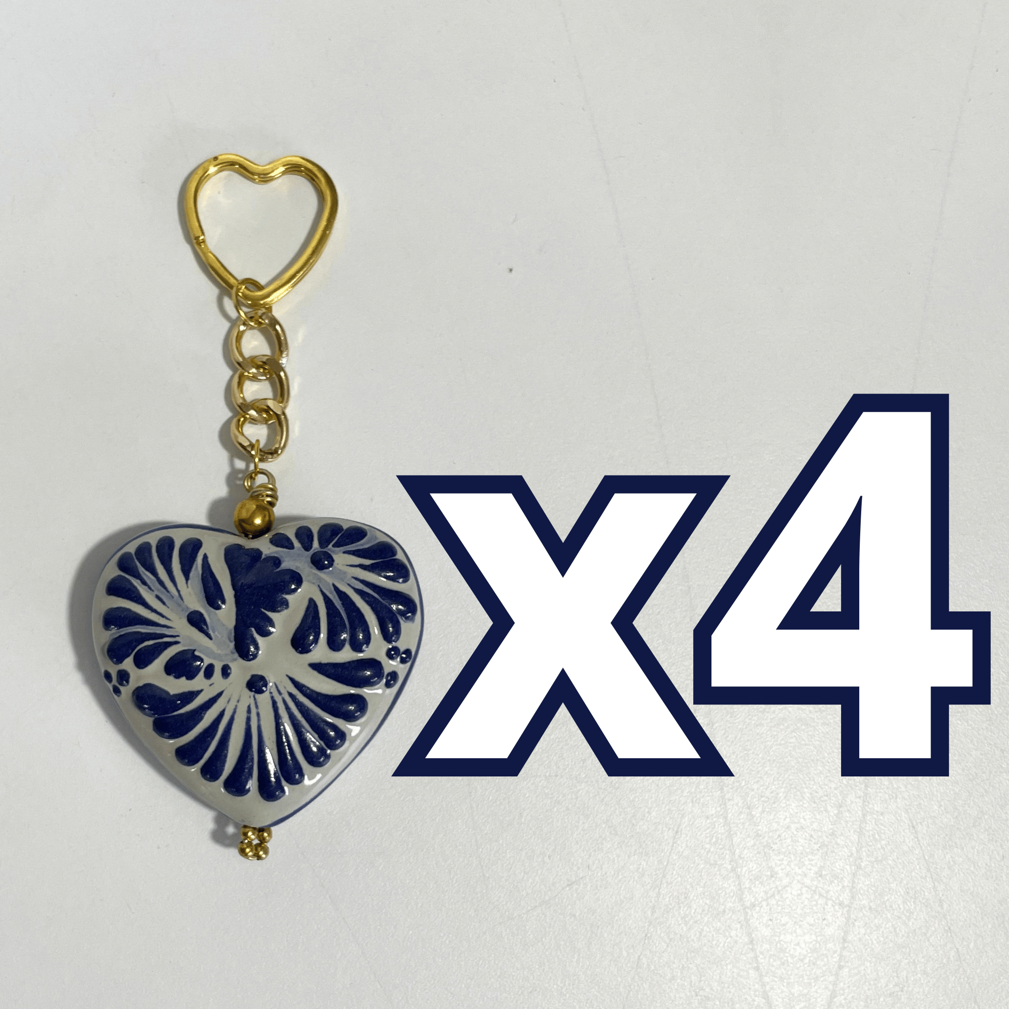 LLAVERO CORAZON GRANDE 7 CM TRIDIMENSIONAL FONDO TRADICIONAL CENEFA AZUL COBALTO