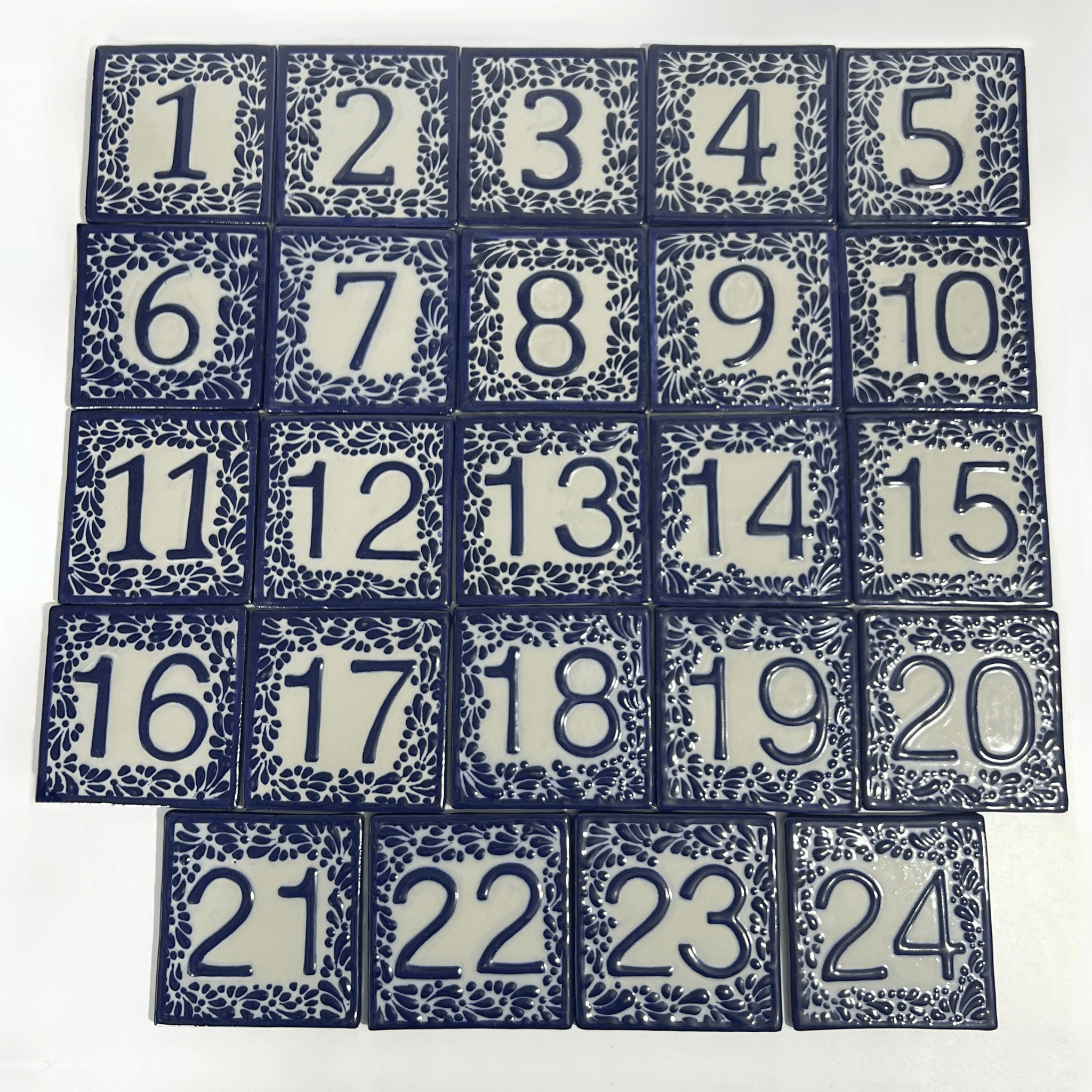 MOSAICOS NUMEROS PARA MESA 10 CM FONDO TRADICIONAL MIK CENEFA AZUL COBALTO
