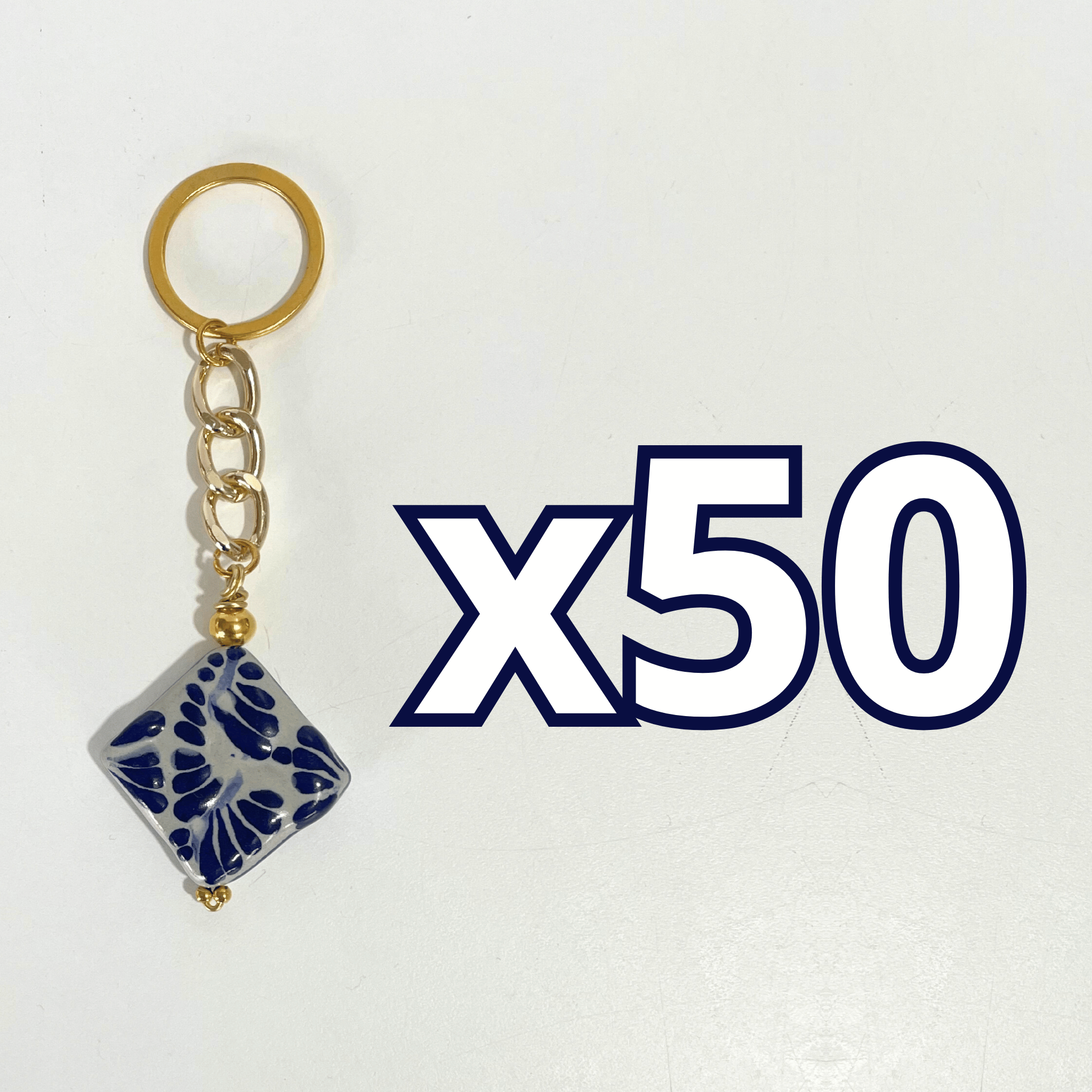 LLAVERO CUADRO PLANO FONDO TRADICIONAL DECORADO AZUL COBALTO