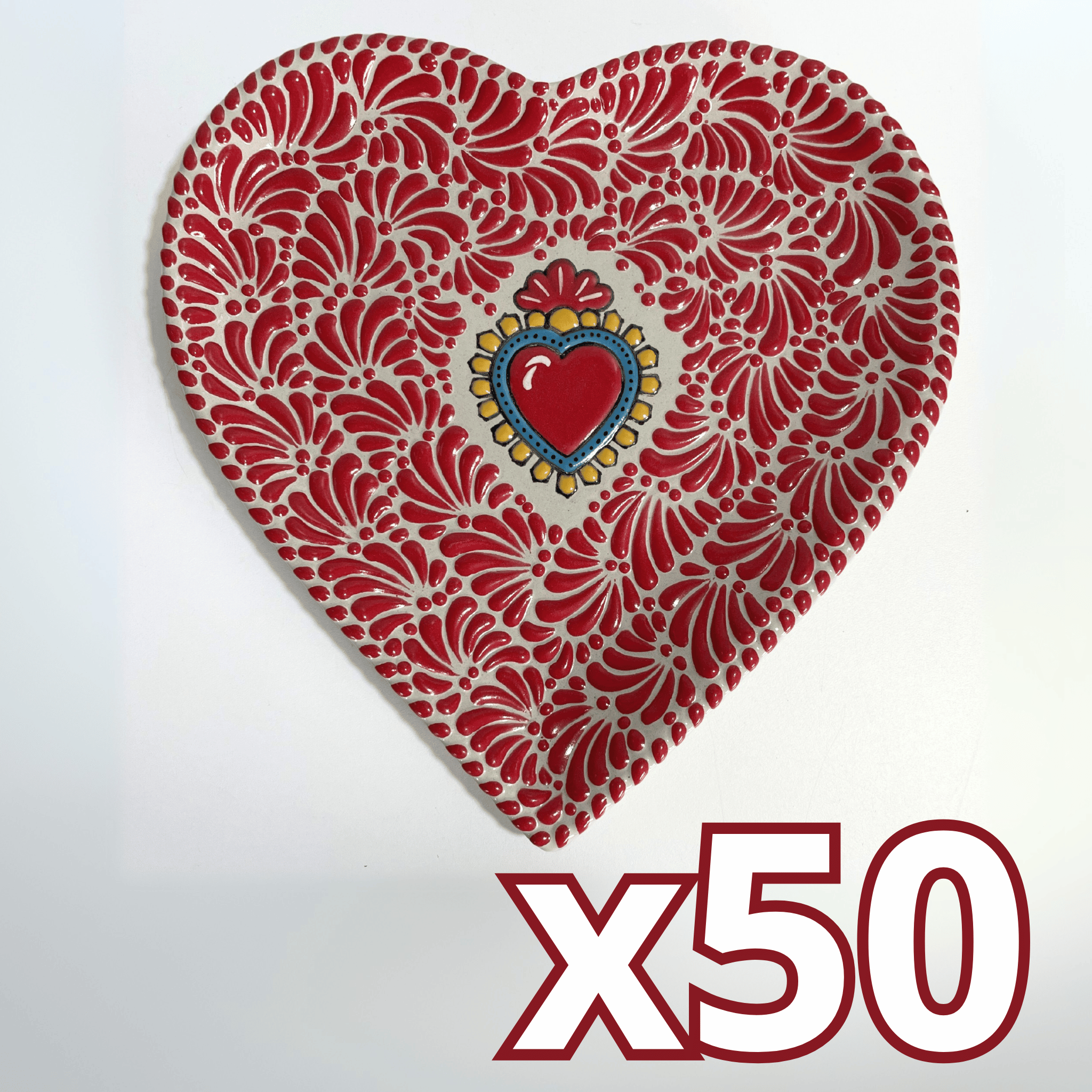 CHAROLA DE CORAZON 25 CM FONDO TRADICIONAL MIK ROJO SAGRADO CORAZON