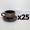 SET TAZA 300 ML Y PLATO FONDO NEGRO MIK MULTICOLOR