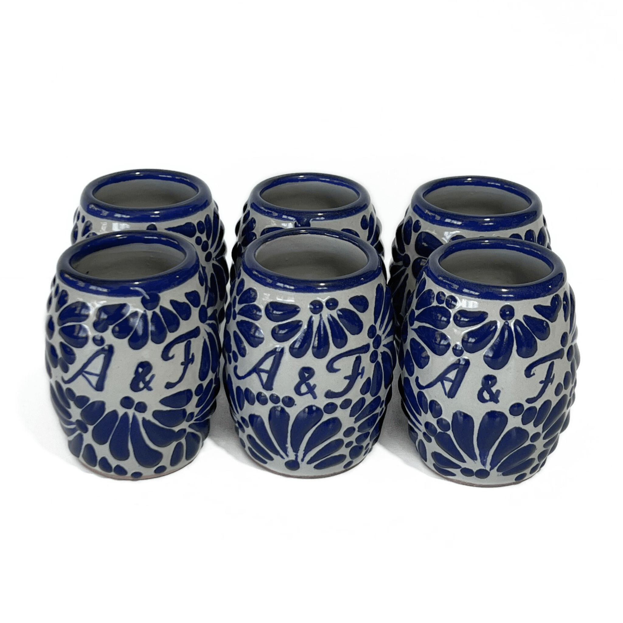 TEQUILERO BARRIL 8 CARACTERES FONDO TRADICIONAL MIK AZUL COBALTO INICIALES
