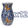 FLORERO BOLICHE 25 CM FONDO TRADICIONAL MIK AZUL COBALTO MARIPOSAS