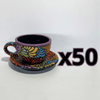 SET TAZA 300 ML Y PLATO FONDO NEGRO MIK MULTICOLOR
