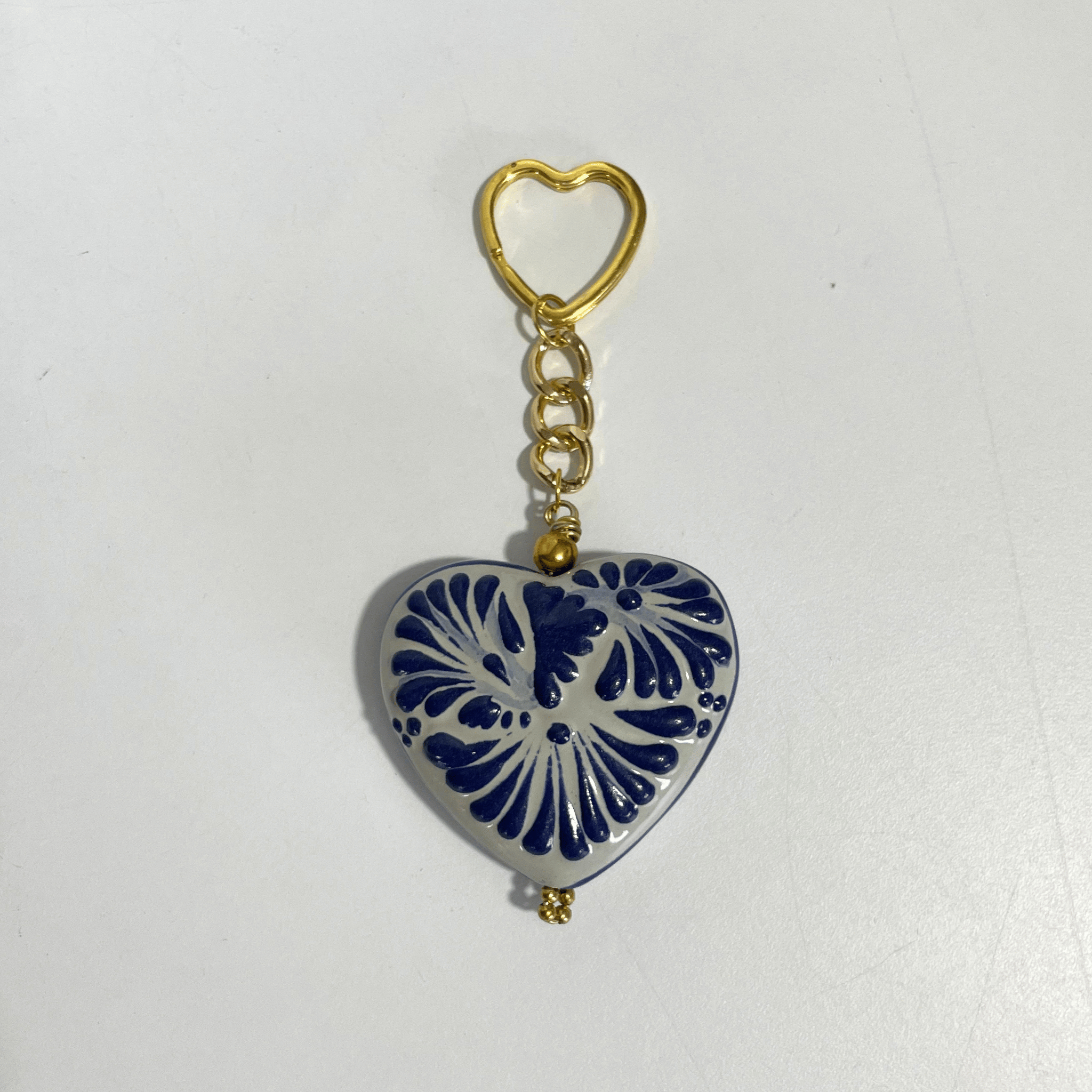 LLAVERO CORAZON GRANDE 7 CM TRIDIMENSIONAL FONDO TRADICIONAL CENEFA AZUL COBALTO