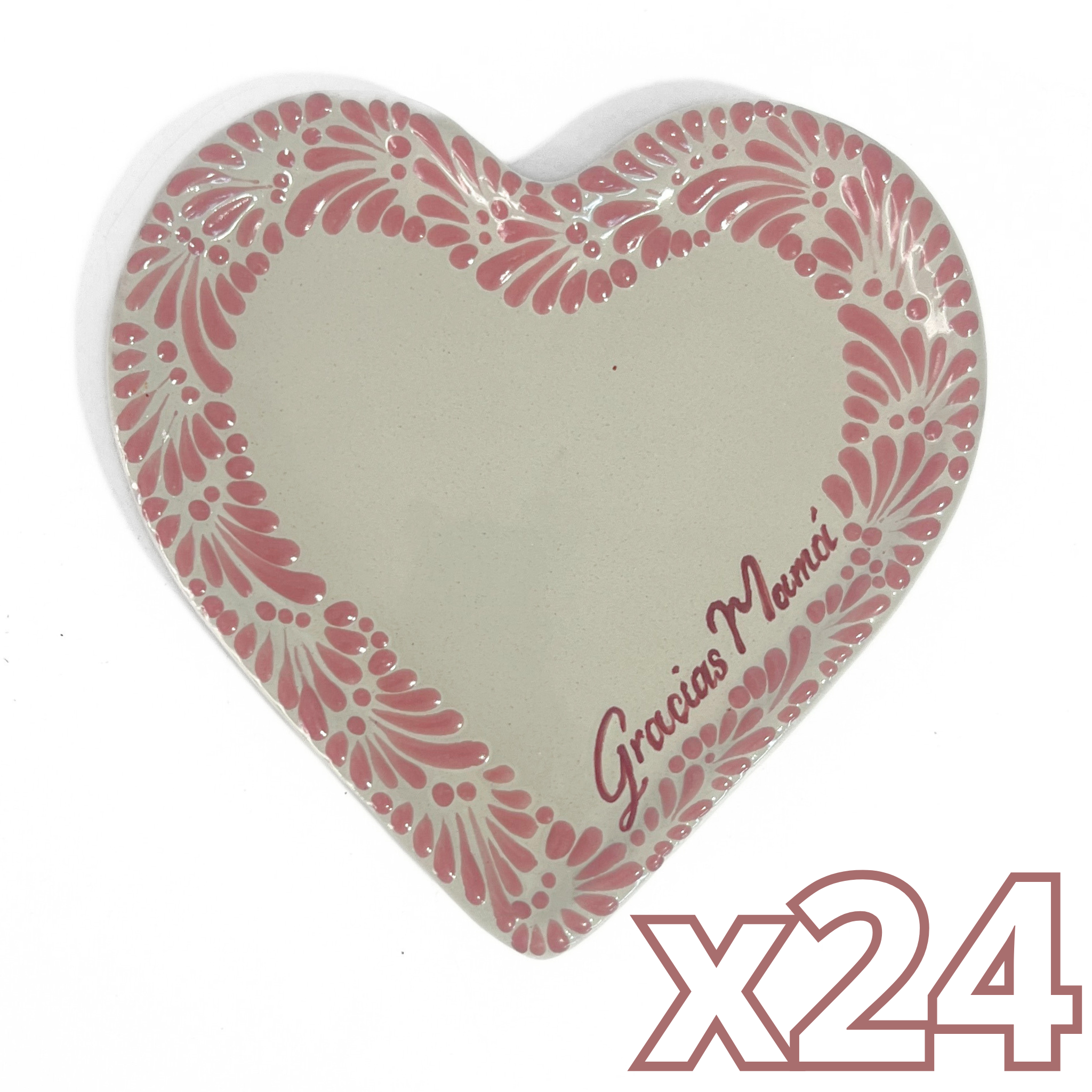 PLATO DE CORAZON 16 CM GRACIAS MAMÁ FONDO TRADICIONAL MIK CENEFA ROSA