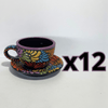 SET TAZA 300 ML Y PLATO FONDO NEGRO MIK MULTICOLOR