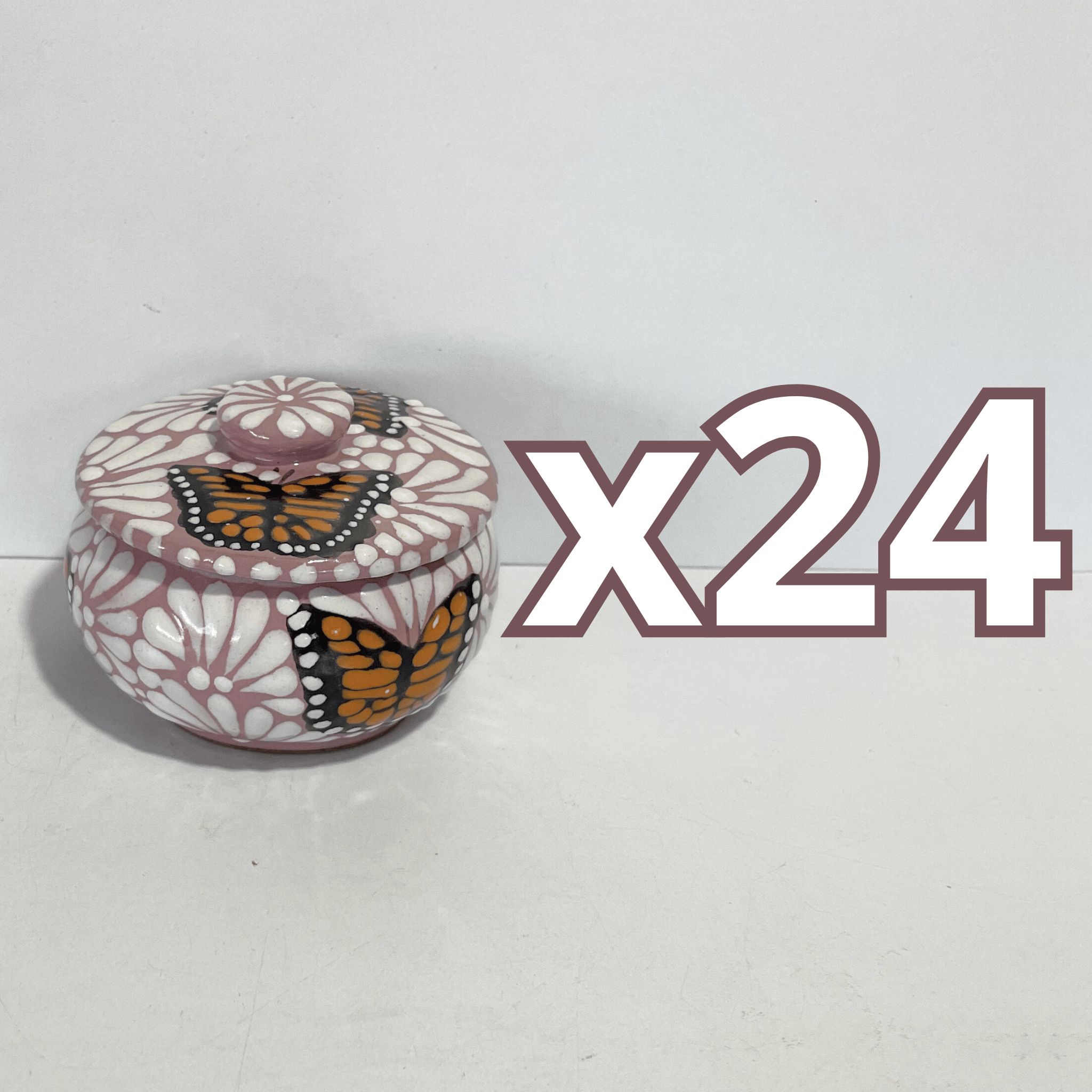ALHAJERO TAPA BOTON NO PERSONALIZADO FONDO TRADICIONAL MIK ROSA MARIPOSAS