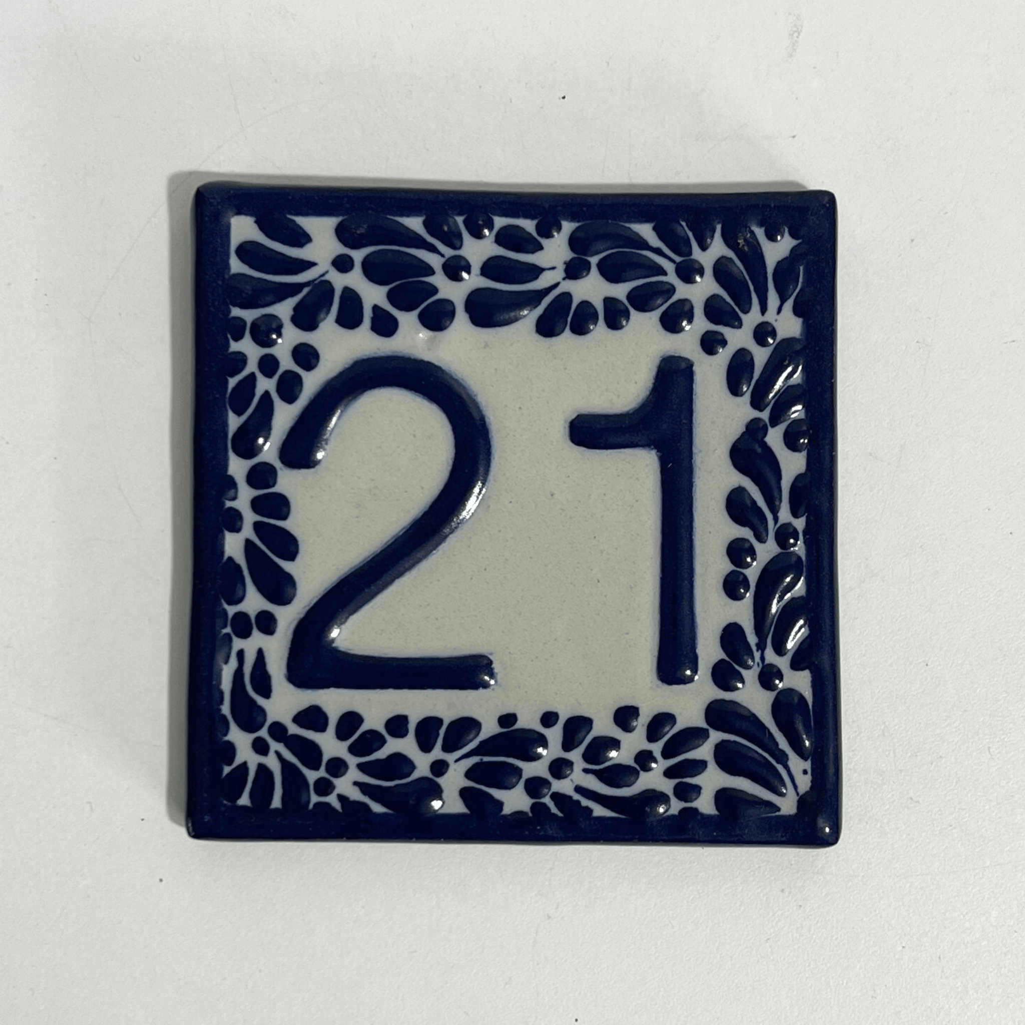 MOSAICO 10 CM NUMERO 21 PARA EXTERIOR FONDO TRADICIONAL MIK CENEFA AZUL COBALTO