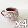 TAZA CHOCOLATERA MEDIANA FONDO ROSA DECORADO BLANCO