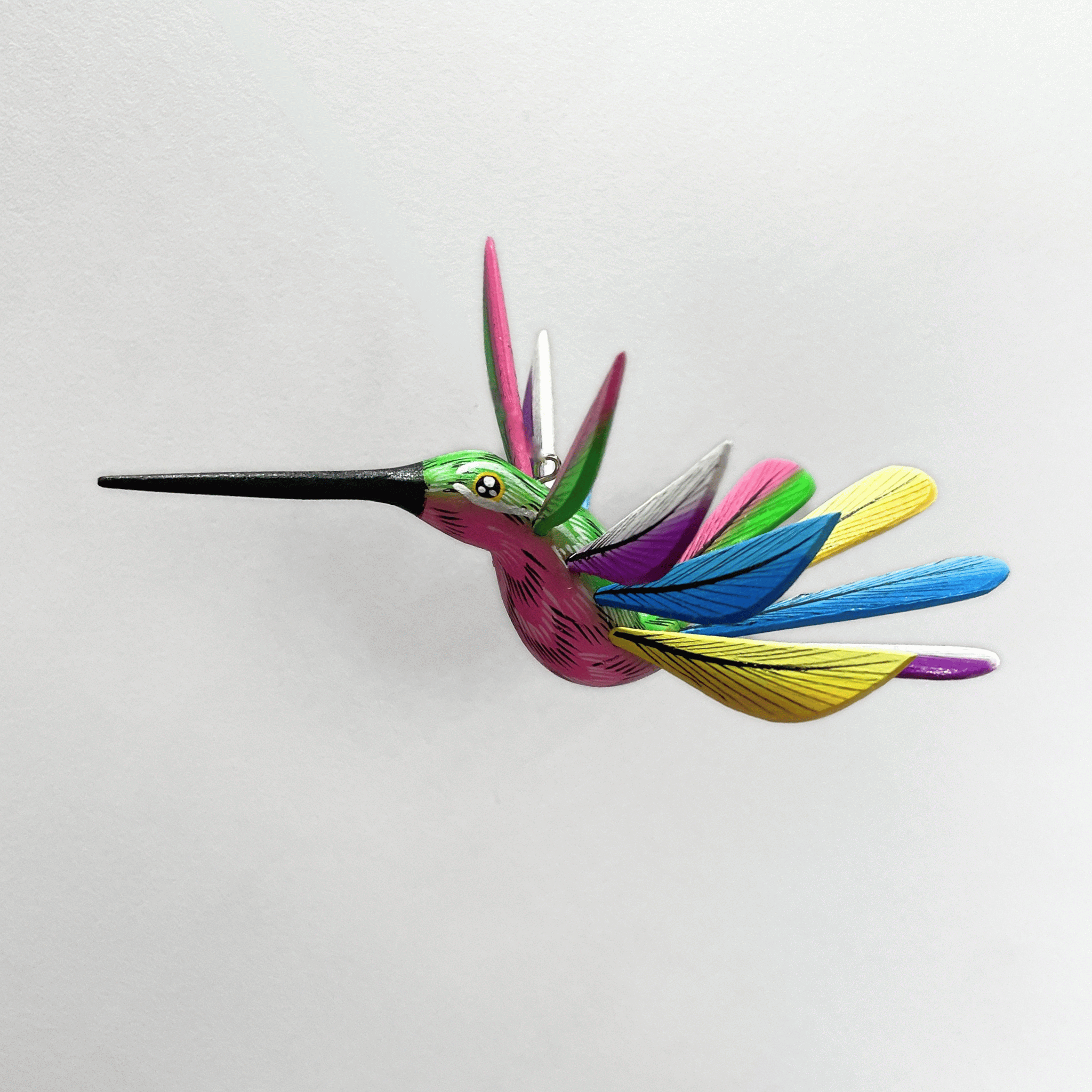 COLIBRI ALEBRIJE CHICO VERDE Y ROSA MULTICOLOR OAXACA