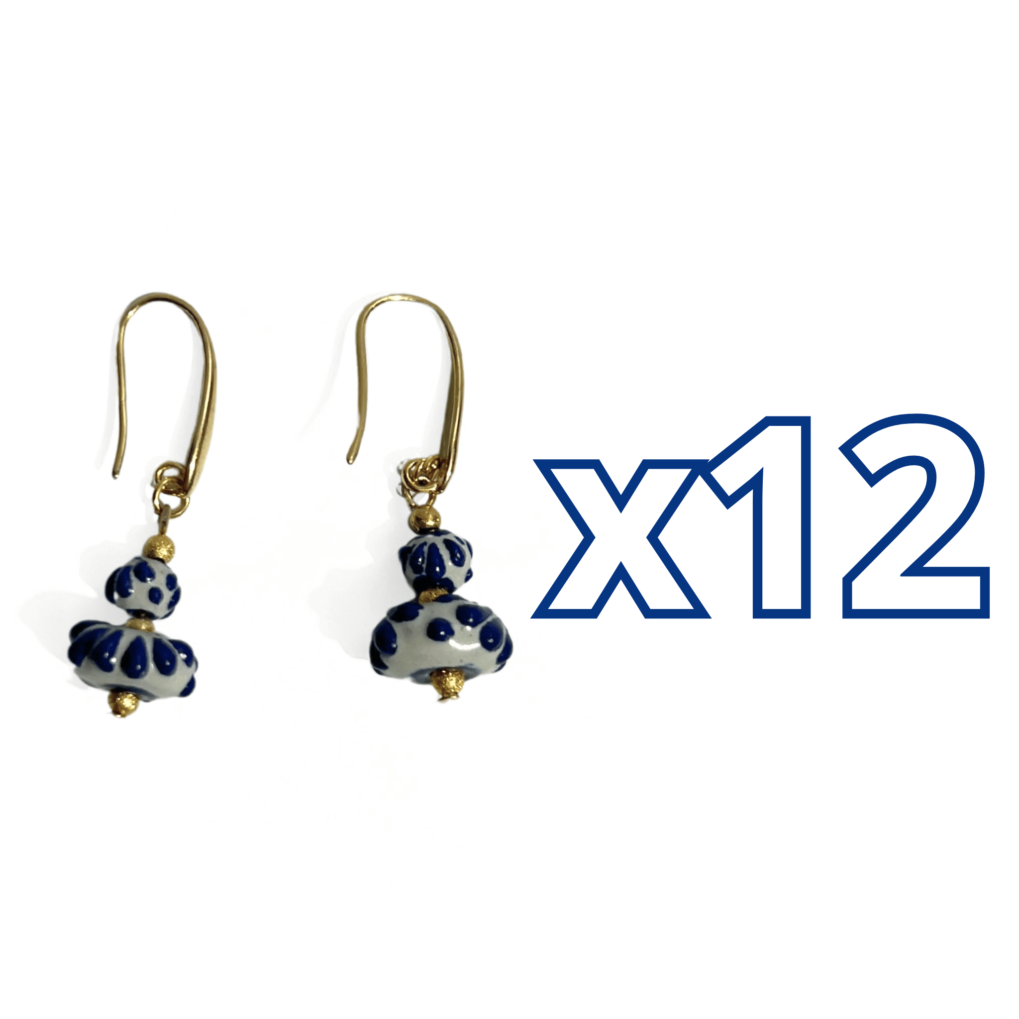 ARETES ESFERA Y DONA FONDO TRADICIONAL DECORADO AZUL COBALTO