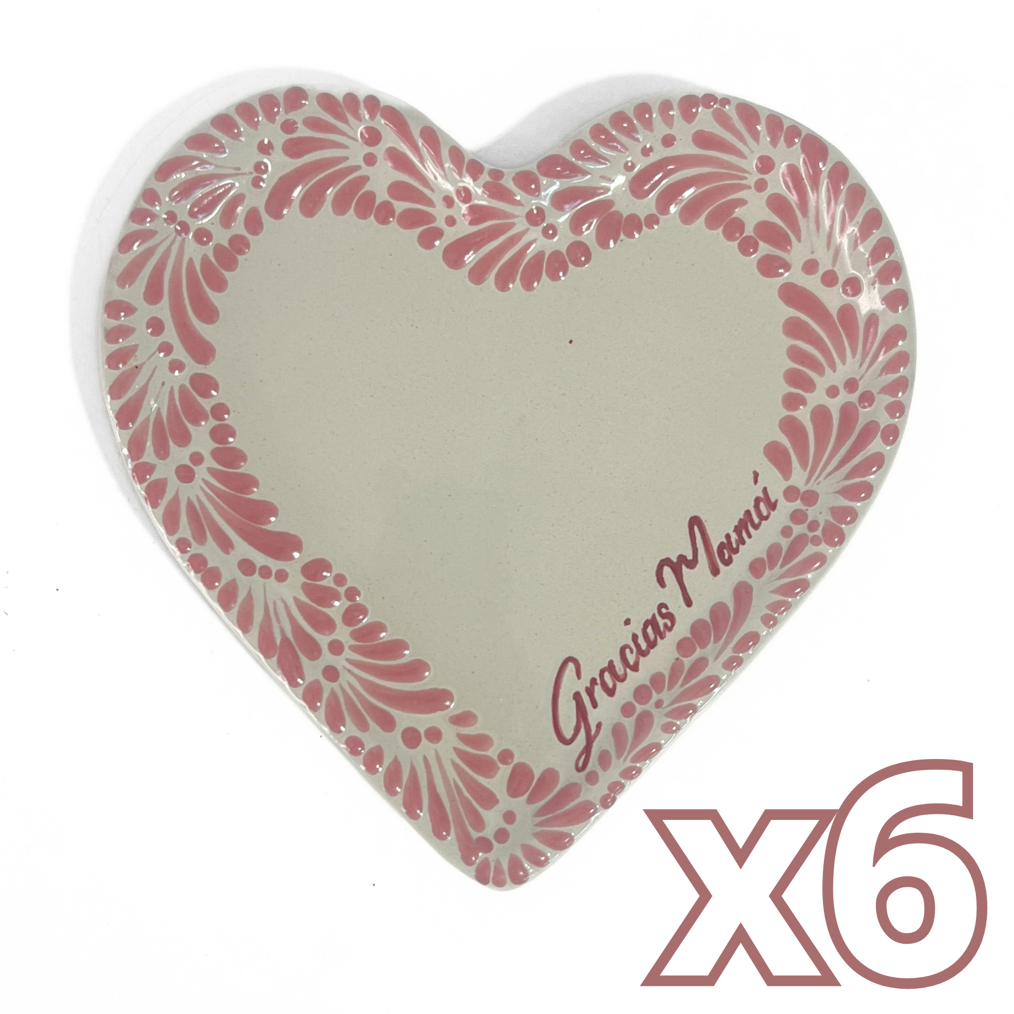 PLATO DE CORAZON 16 CM GRACIAS MAMÁ FONDO TRADICIONAL MIK CENEFA ROSA
