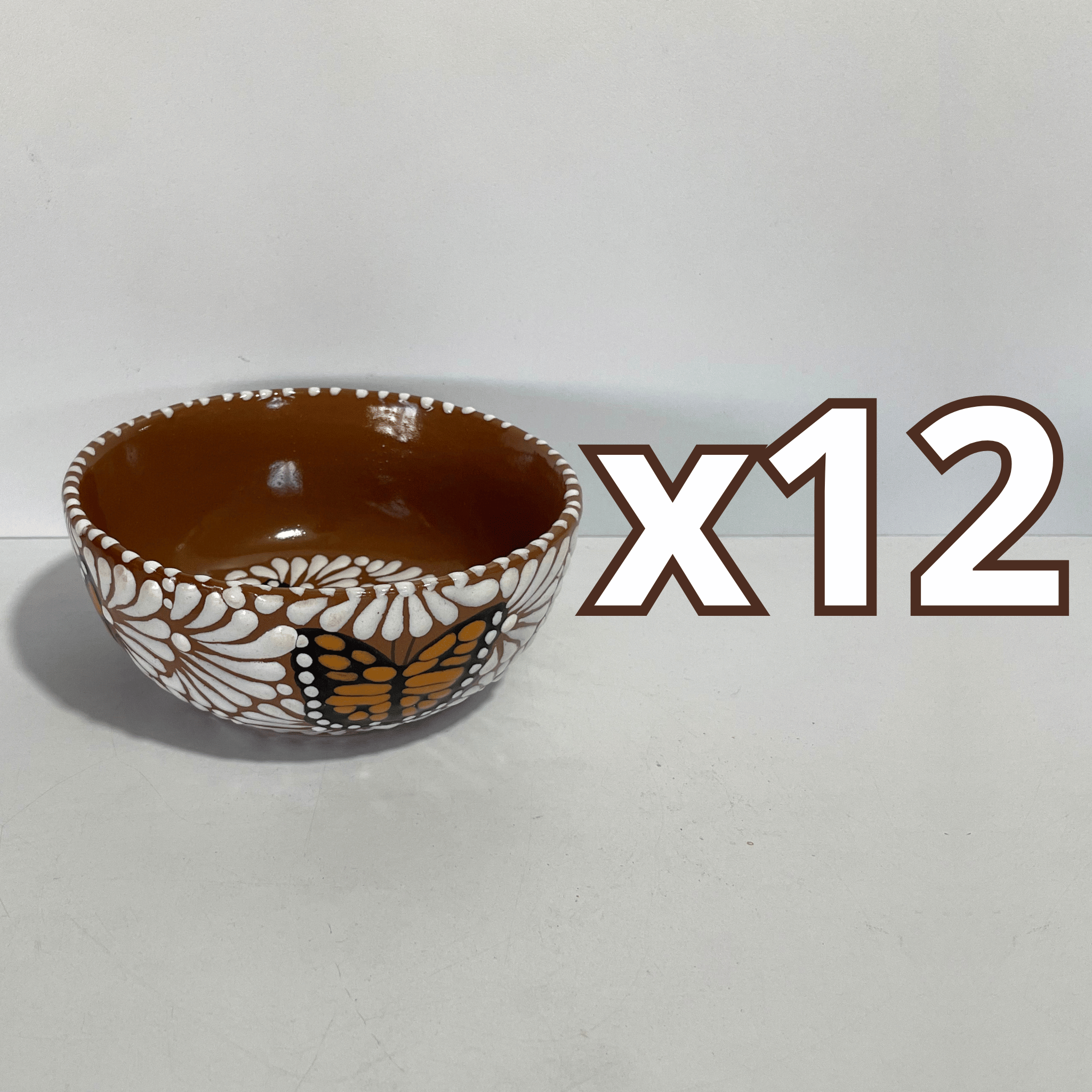 TAZON 15 CM FONDO CAFE MIK BLANCO MARIPOSAS
