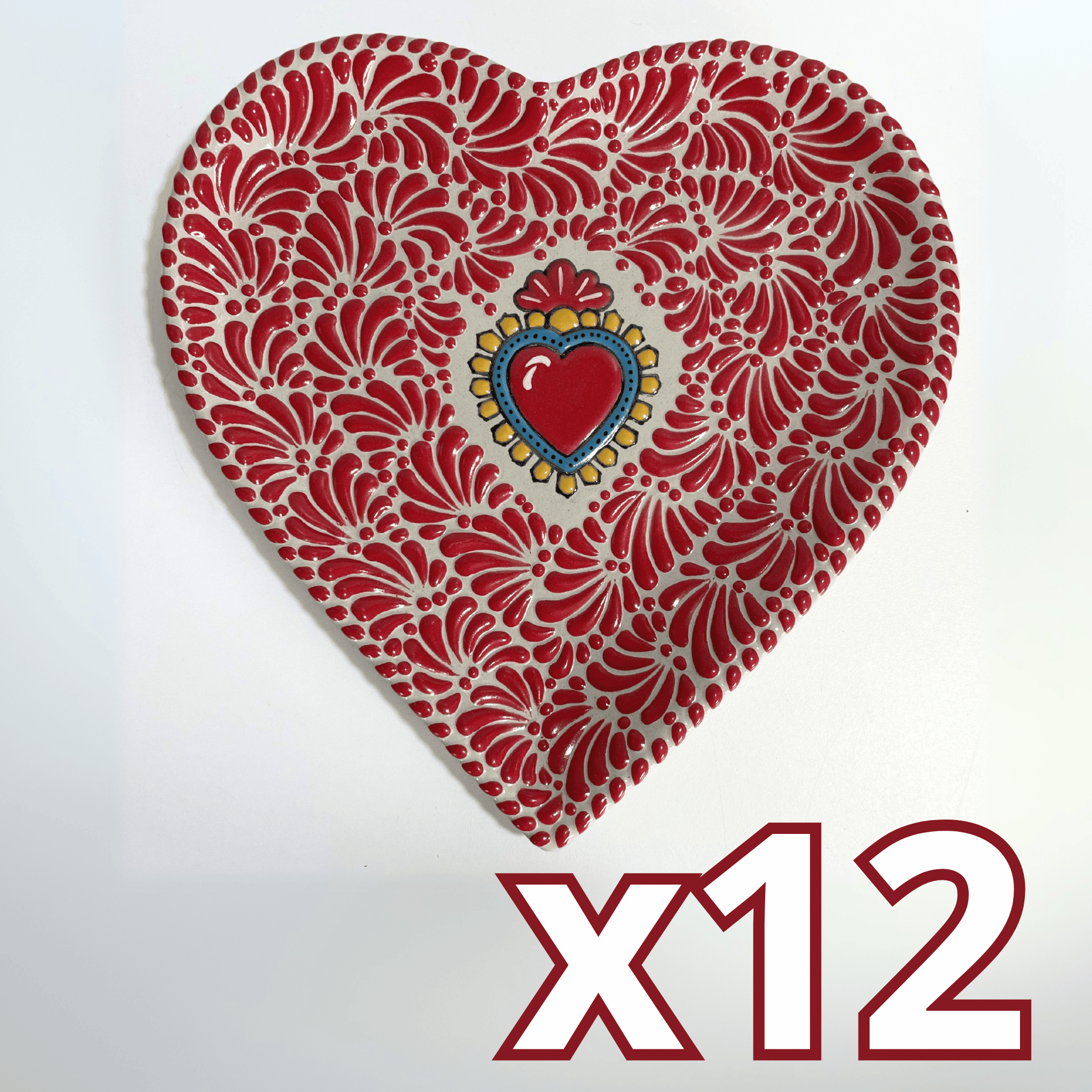 CHAROLA DE CORAZON 25 CM FONDO TRADICIONAL MIK ROJO SAGRADO CORAZON