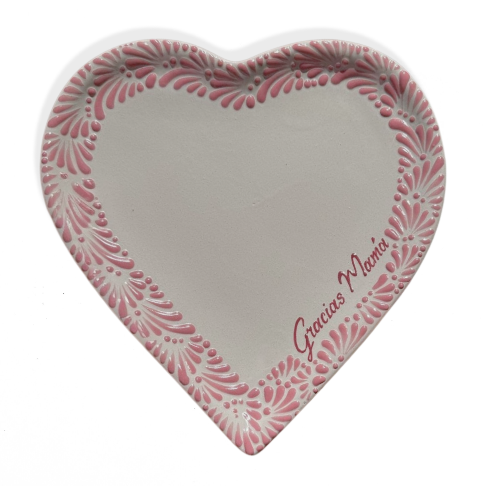 CHAROLA DE CORAZON 25 CM GRACIAS MAMÁ FONDO TRADICIONAL MIK CENEFA ROSA