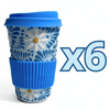 TERMO 15 CM SIN ASA FONDO BABY BLUE MIK AZUL TURQUESA MARGARITAS