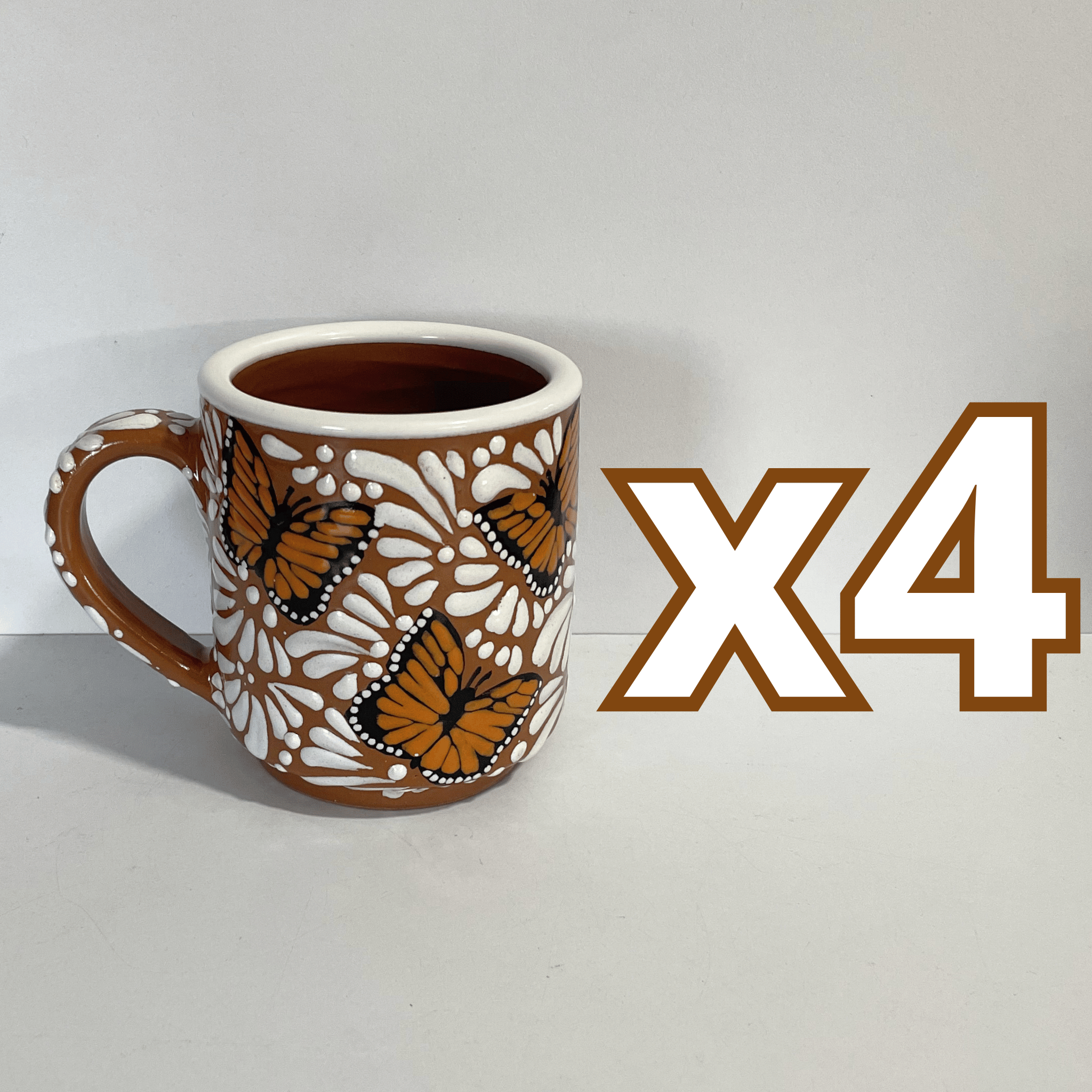 TAZA RECTA ESTANDAR FONDO CAFE MIK BLANCO MARIPOSAS