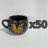 TAZA CHOCOLATERA MEDIANA FONDO NEGRO MIK NEGRO MARIPOSA
