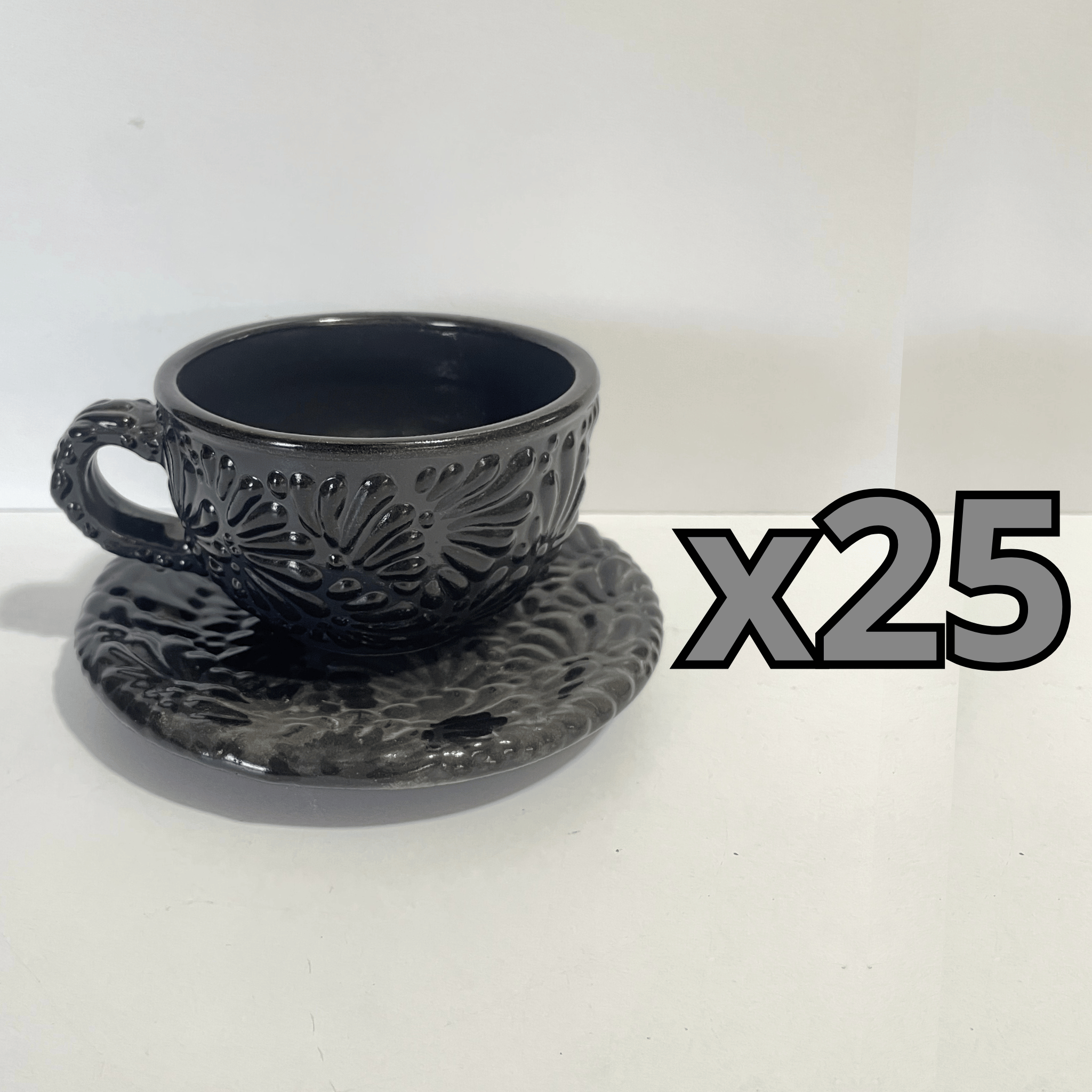 SET TAZA 300 ML Y PLATO MIK SUPER BLACK