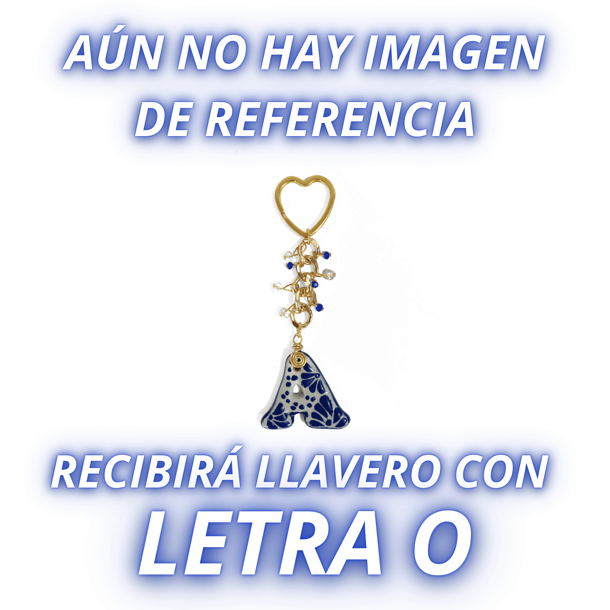 LLAVERO INICIAL AZUL COBALTO CON CRISTAL CORTADO
