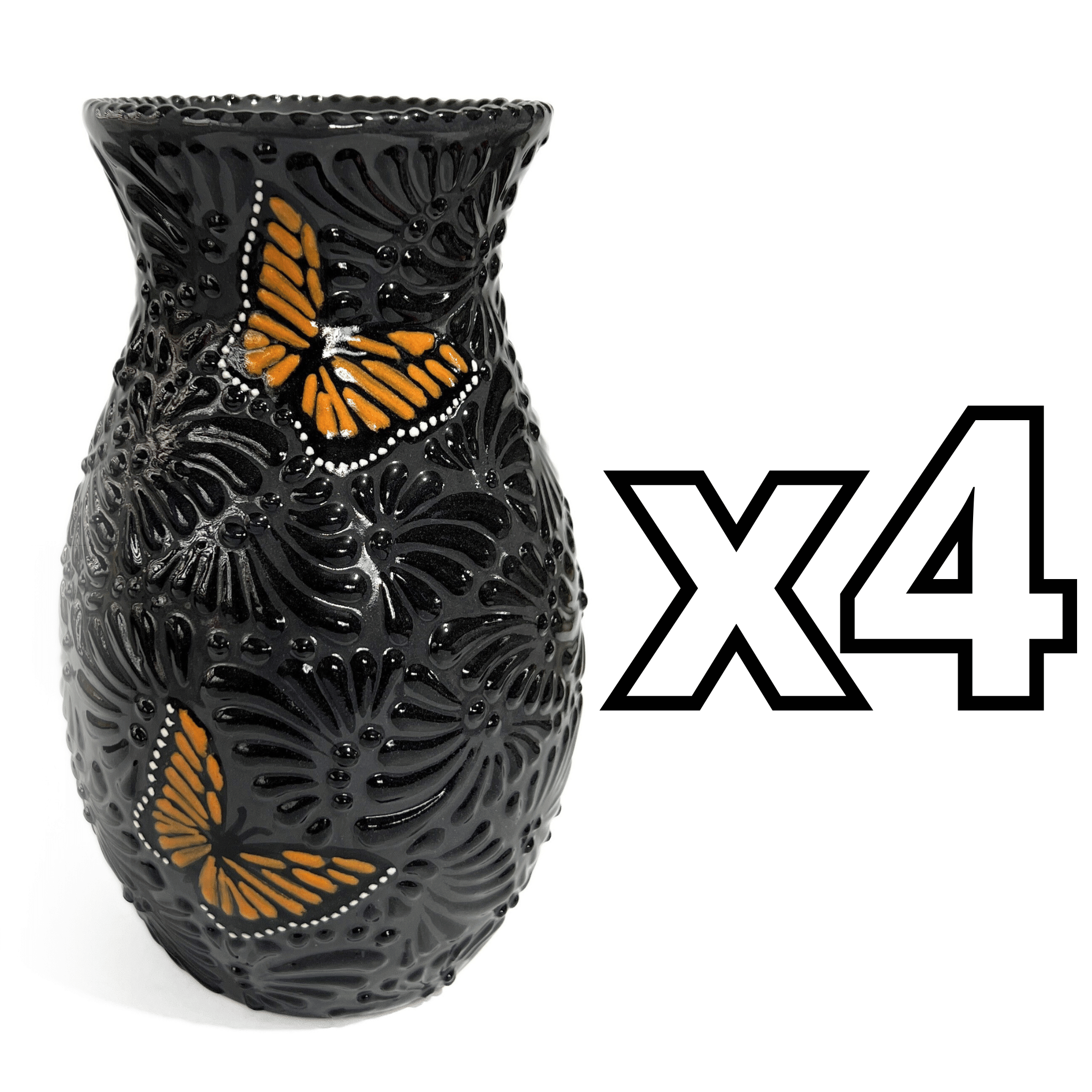 FLORERO BOLICHE 25 CM MIK SUPER BLACK MARIPOSAS