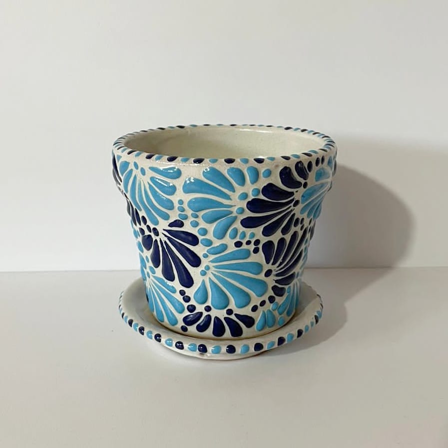 MACETA LISA PEQUEÑA MIK COMBINACION AZUL COBALTO Y TURQUESA 8 CM