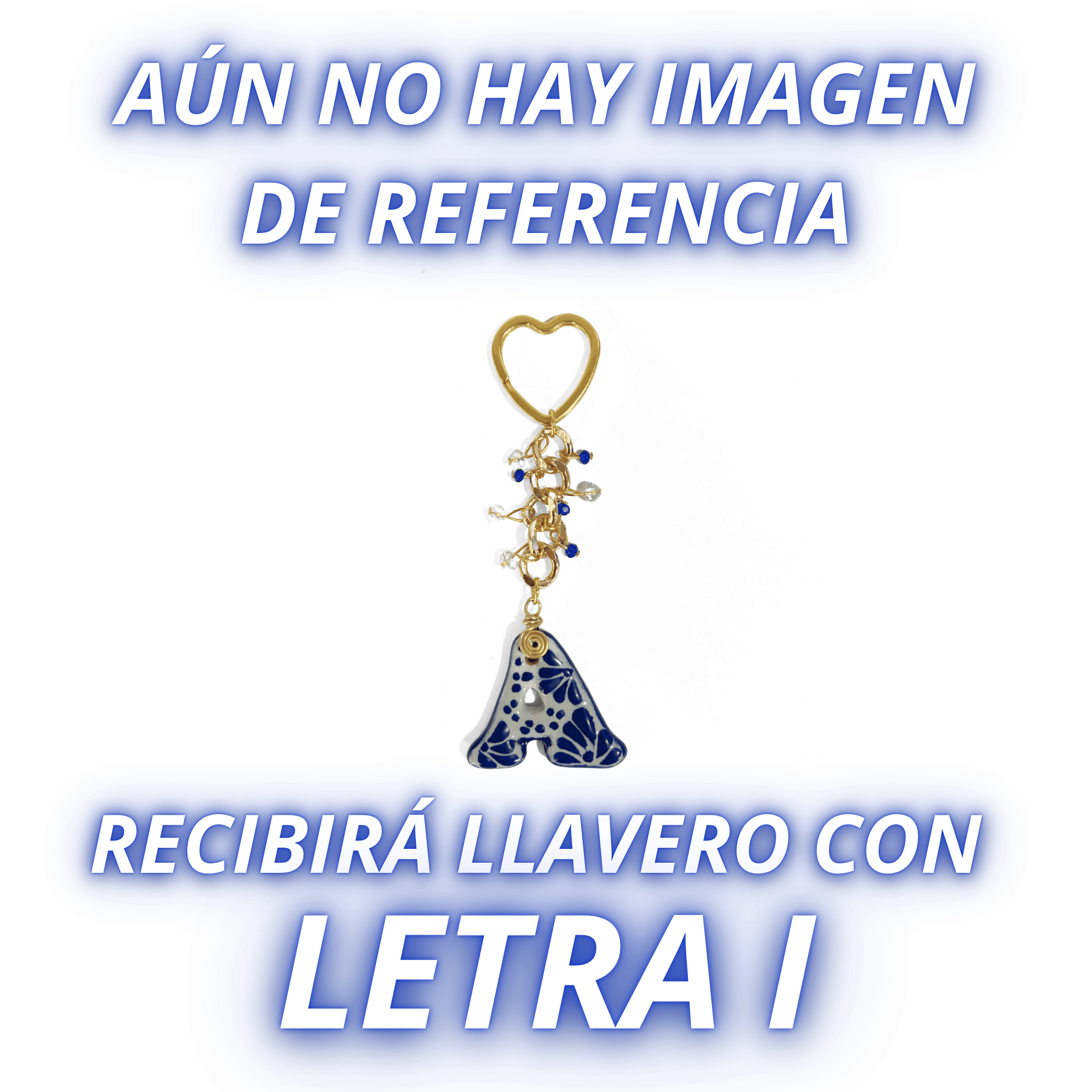 LLAVERO INICIAL AZUL COBALTO CON CRISTAL CORTADO