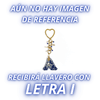 LLAVERO INICIAL AZUL COBALTO CON CRISTAL CORTADO
