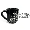 TAZA RECTA ESTANDAR FONDO NEGRO CENEFA MANDALA BLANCO