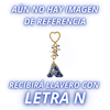 LLAVERO INICIAL AZUL COBALTO CON CRISTAL CORTADO