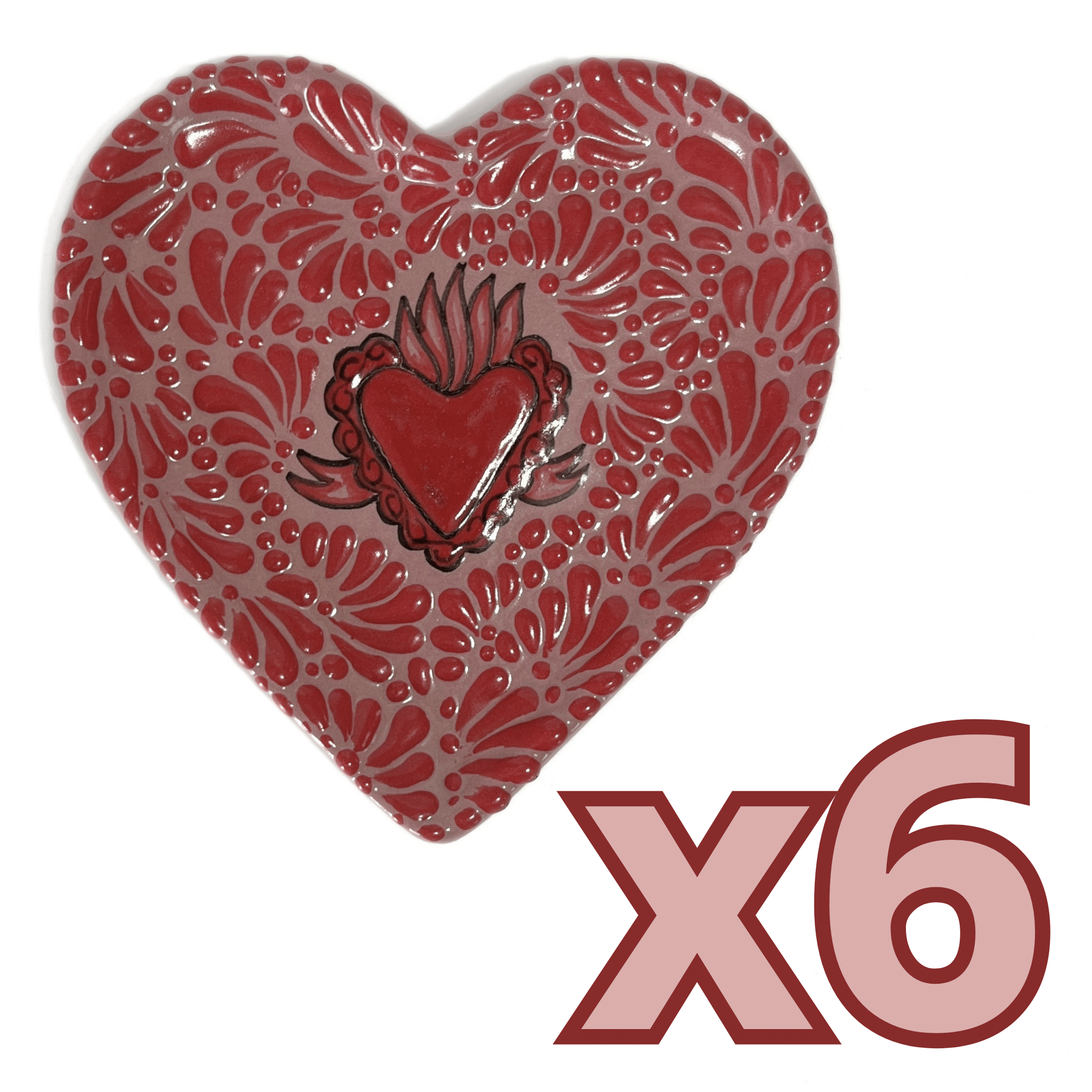 PLATO DE CORAZON 16 CM FONDO ROSA MIK ROJO SAGRADO CORAZON ROJO