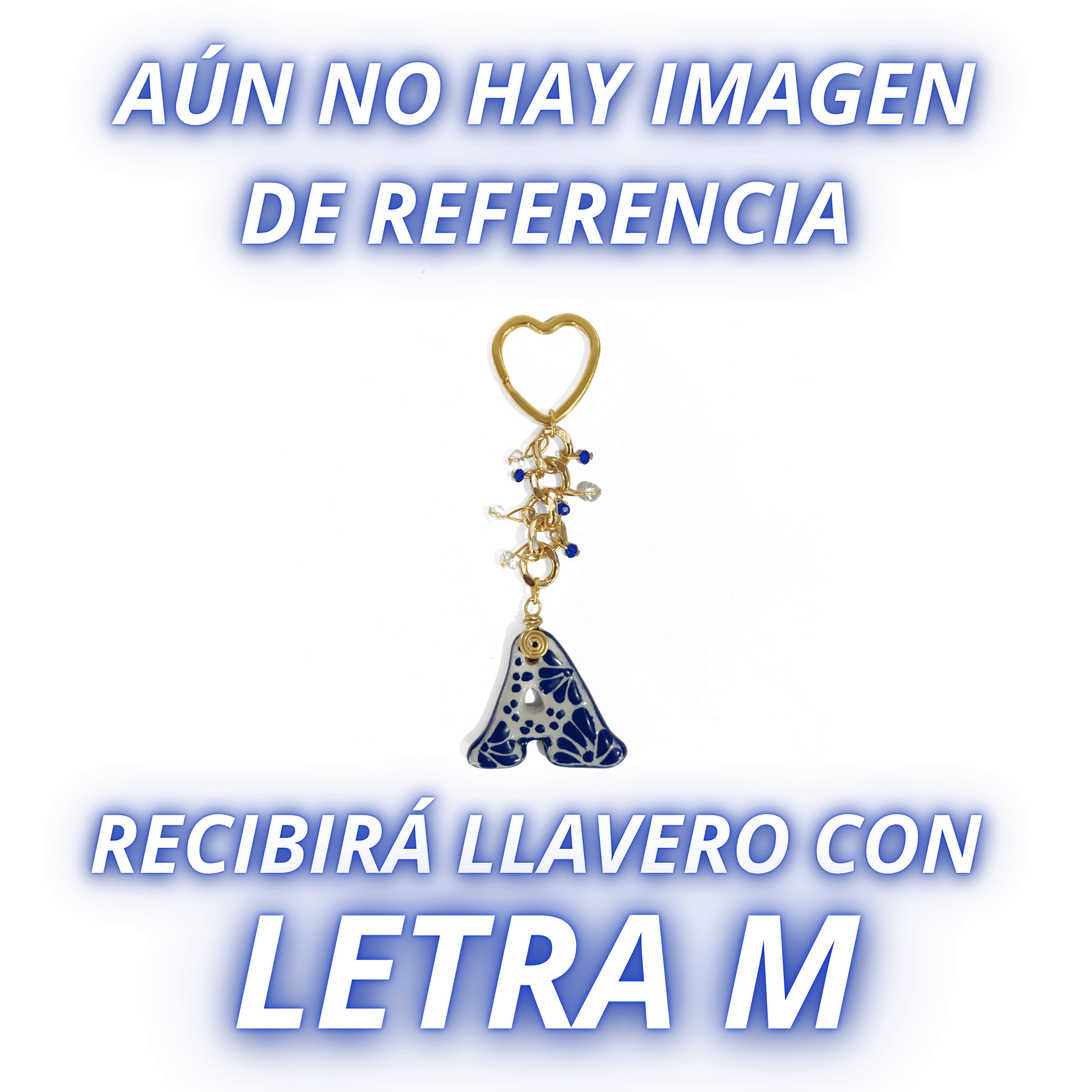 LLAVERO INICIAL AZUL COBALTO CON CRISTAL CORTADO