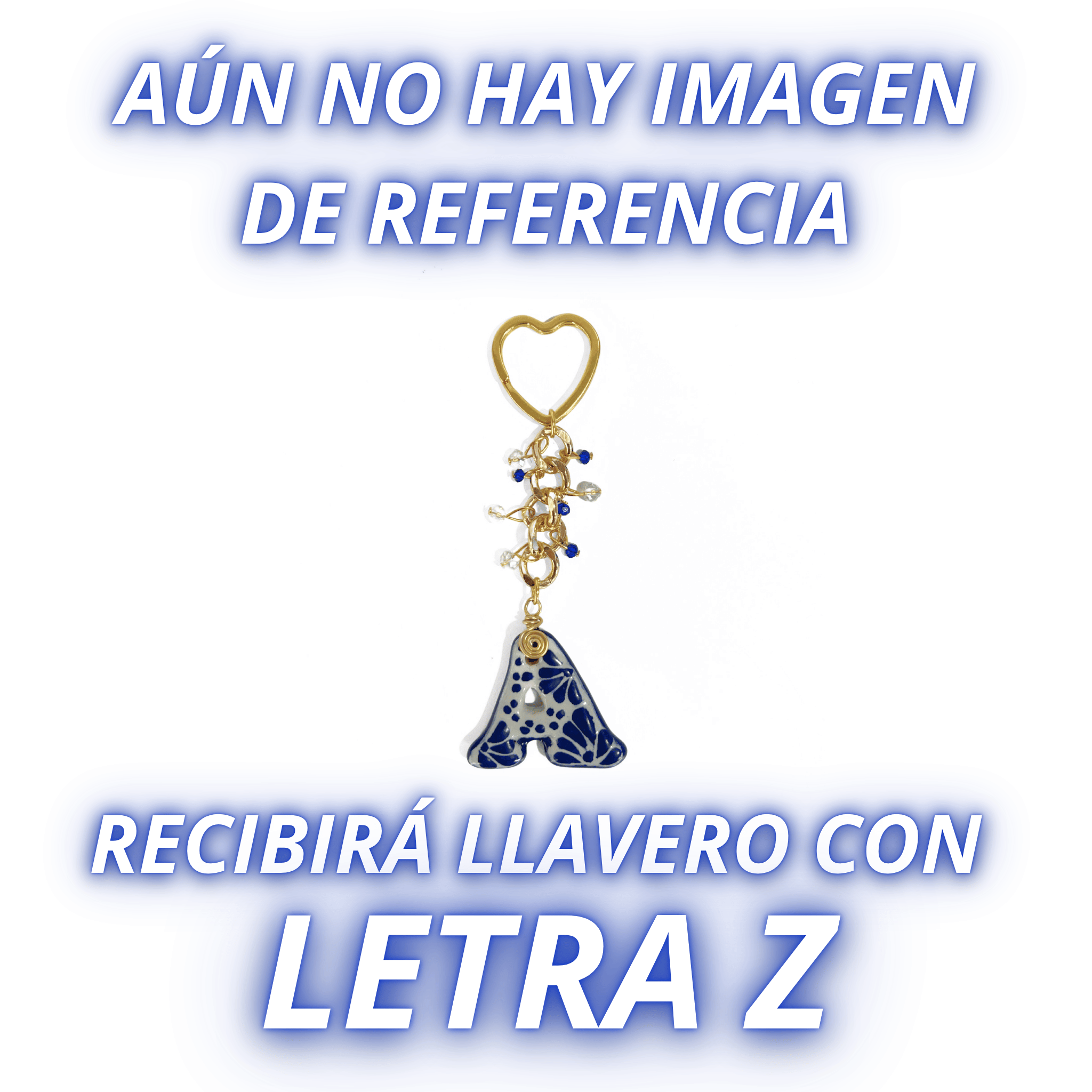 LLAVERO INICIAL AZUL COBALTO CON CRISTAL CORTADO