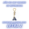 LLAVERO INICIAL AZUL COBALTO CON CRISTAL CORTADO