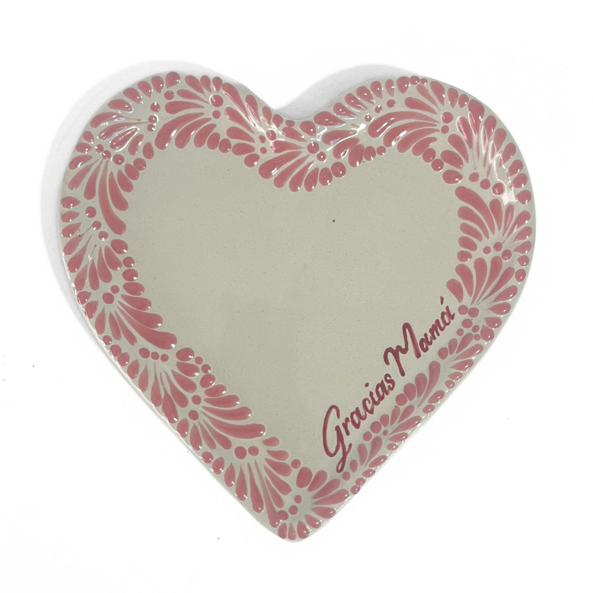 PLATO DE CORAZON 16 CM GRACIAS MAMÁ FONDO TRADICIONAL MIK CENEFA ROSA