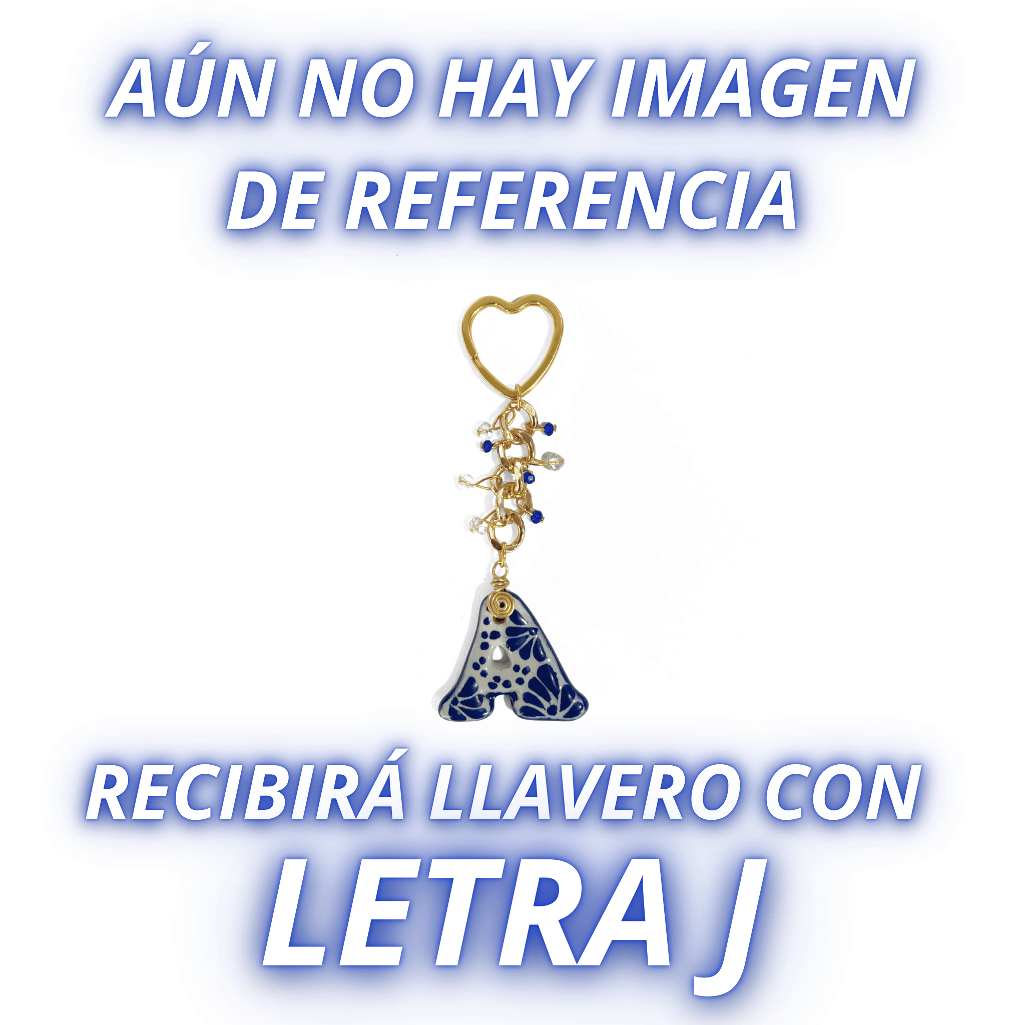 LLAVERO INICIAL AZUL COBALTO CON CRISTAL CORTADO