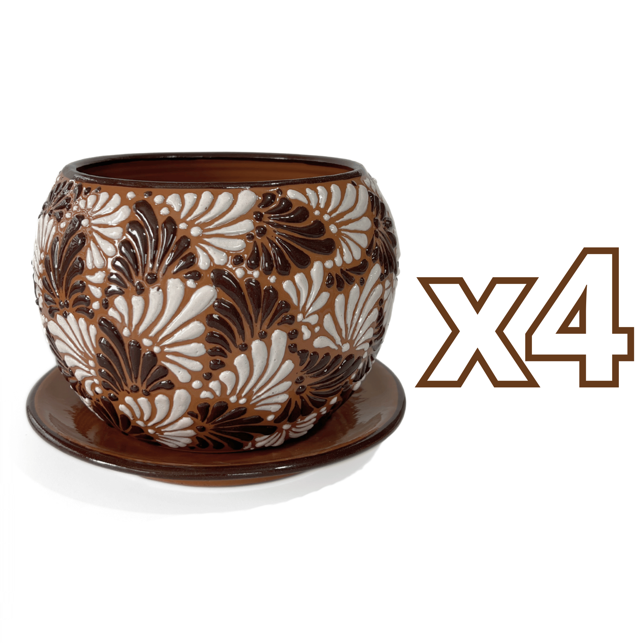 MACETA BULE 15 CM FONDO CAFE MIK COMBINACION BLANCO Y CAFE CHOCOLATE
