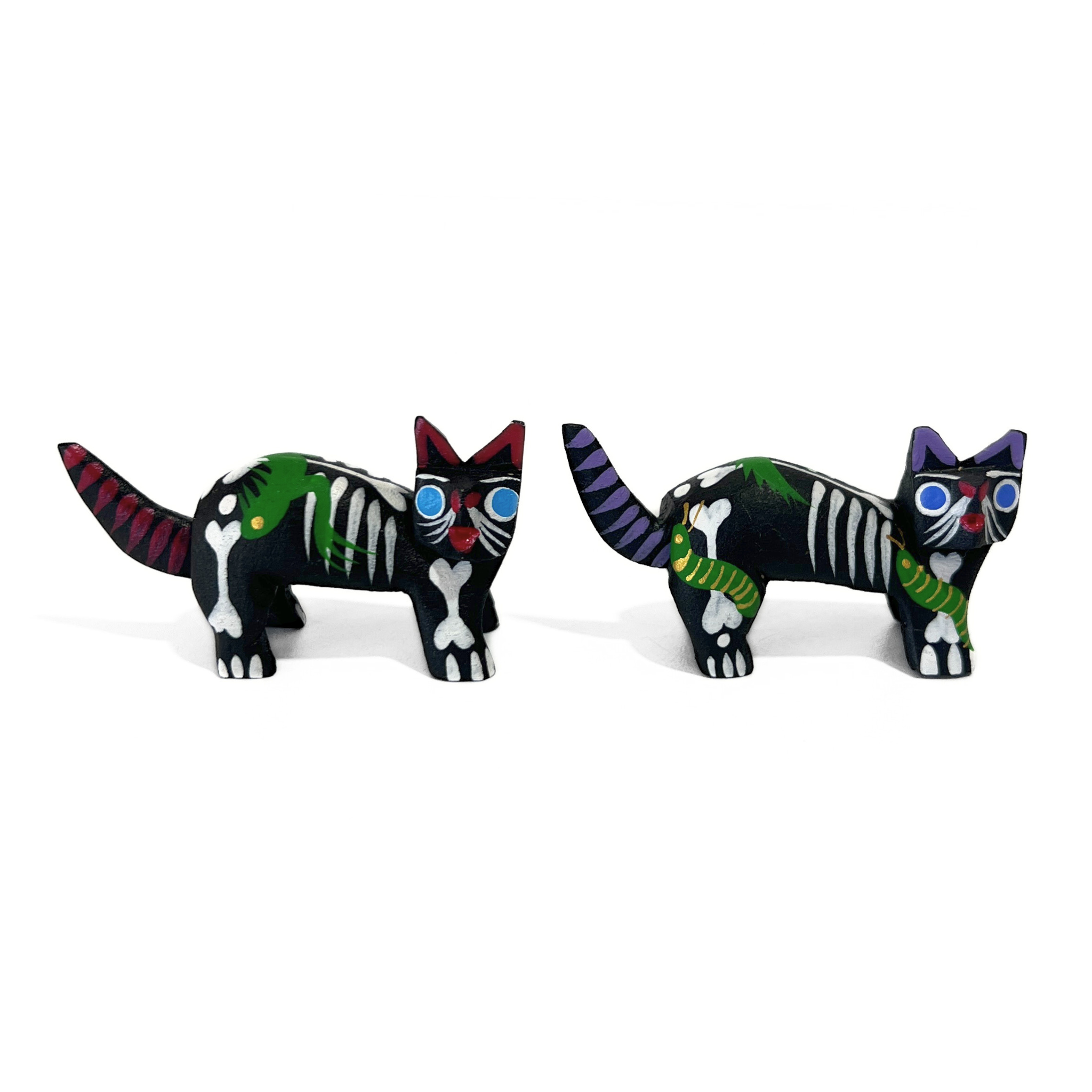 ALEBRIJE DE MADERA DUO GATO ESQUELETO