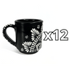 TAZA RECTA ESTANDAR FONDO NEGRO CENEFA MANDALA BLANCO