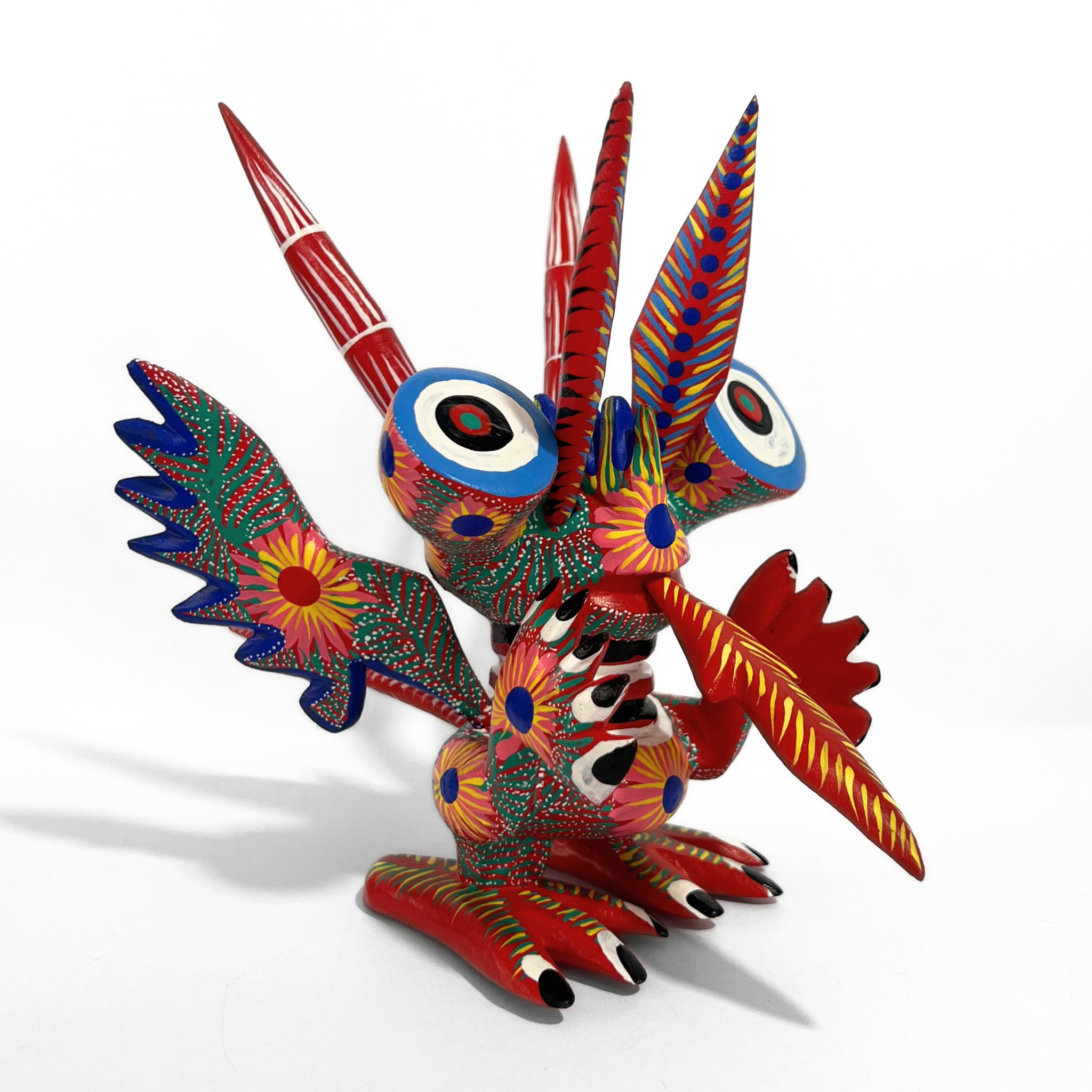 ALEBRIJE DE MADERA ROJO FLORES