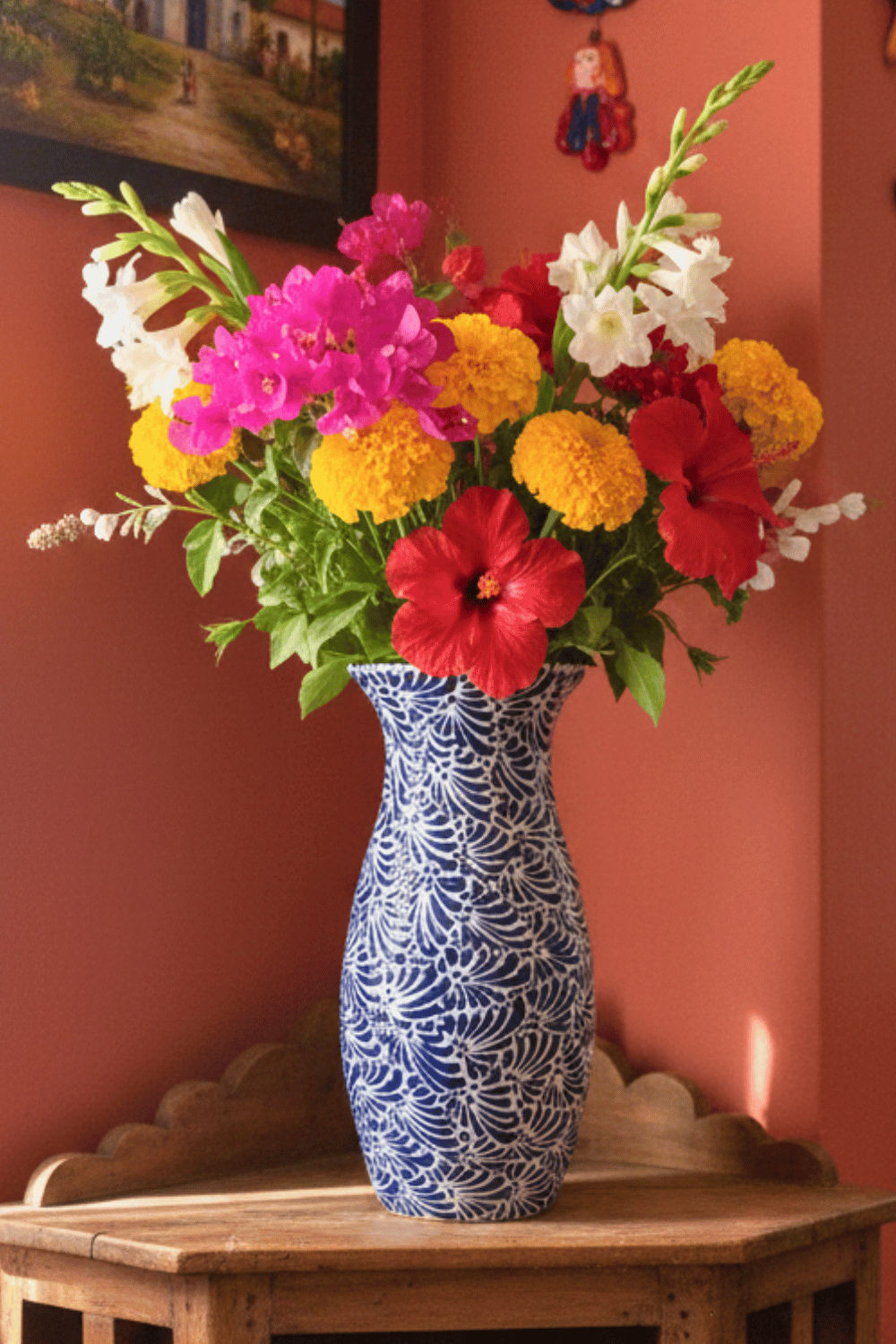 FLORERO BOLICHE 35 CM FONDO TRADICIONAL MIK AZUL COBALTO