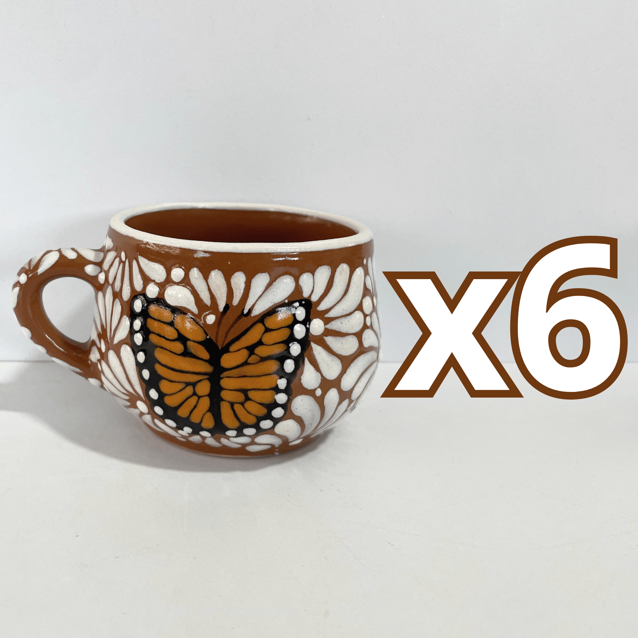 TAZA CHOCOLATERA MEDIANA FONDO CAFE MIK BLANCO MARIPOSAS