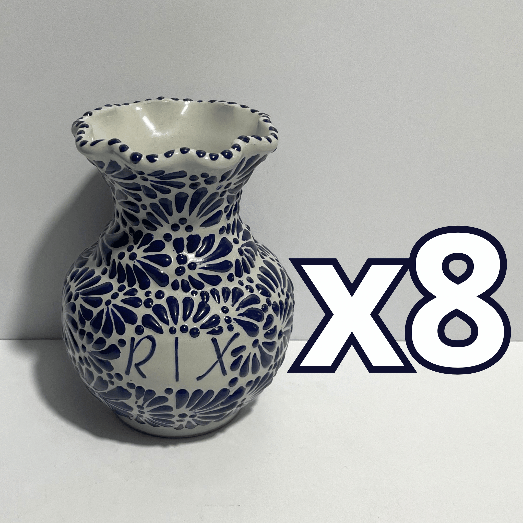 FLORERO ONDAS PERSONALIZADO 15 CM FONDO TRADICIONAL MIK AZUL COBALTO NOMBRE