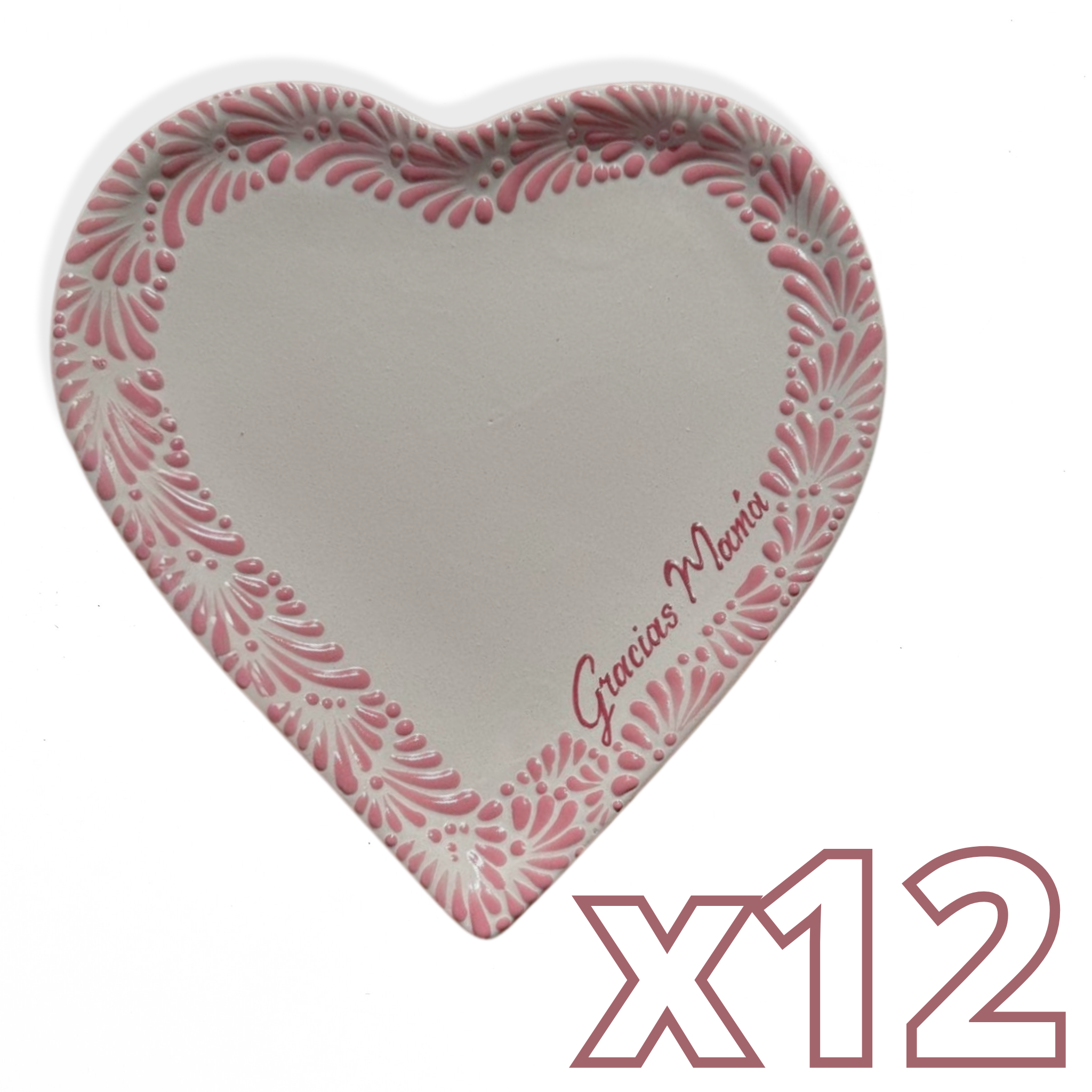 CHAROLA DE CORAZON 25 CM GRACIAS MAMÁ FONDO TRADICIONAL MIK CENEFA ROSA