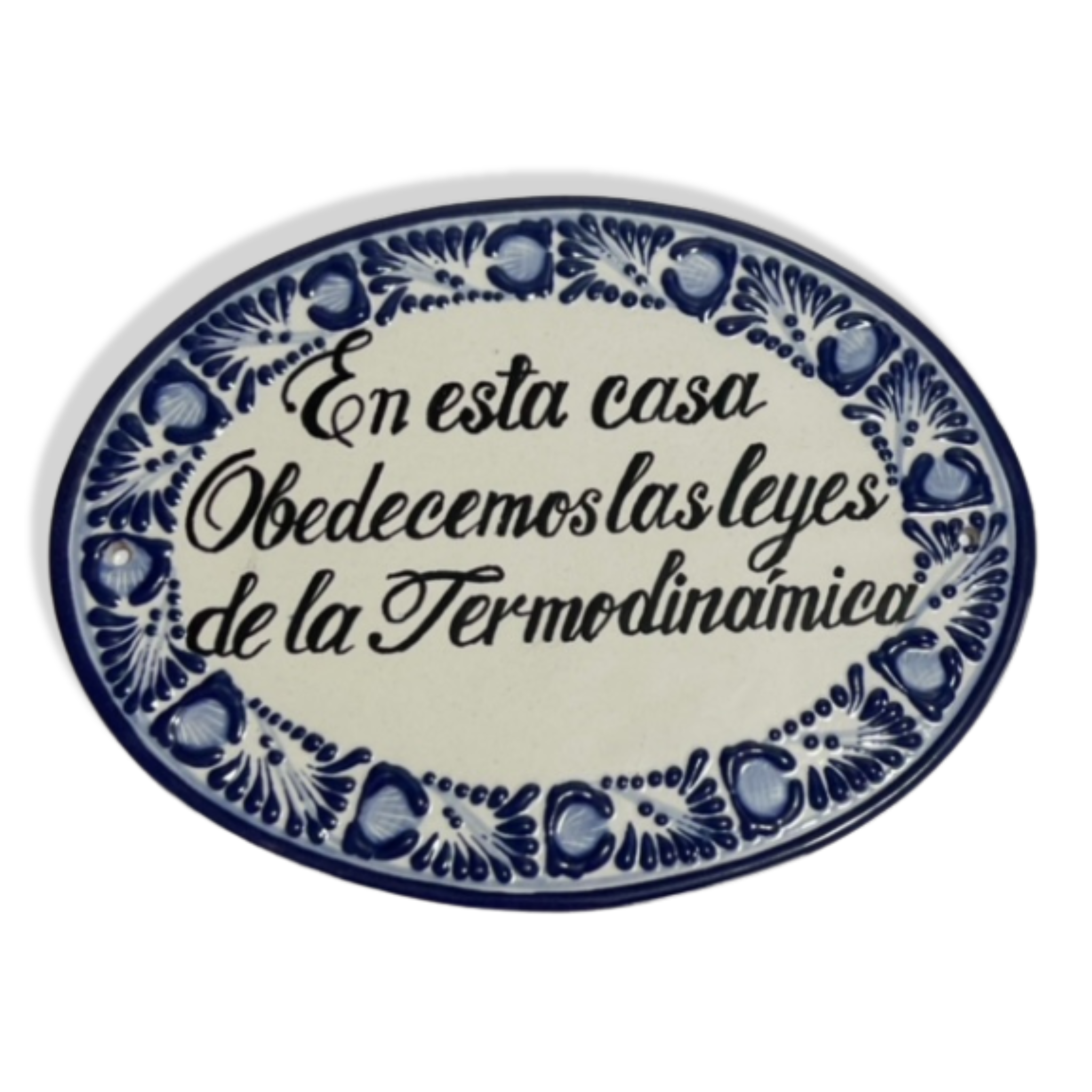 PLACA OVALADA, AZUL COBALTO ESTILO CENEFA