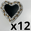 PLATO DE CORAZON 16 CM FONDO NEGRO, DECORADO BLANCO MIK DESTELLO ORO
