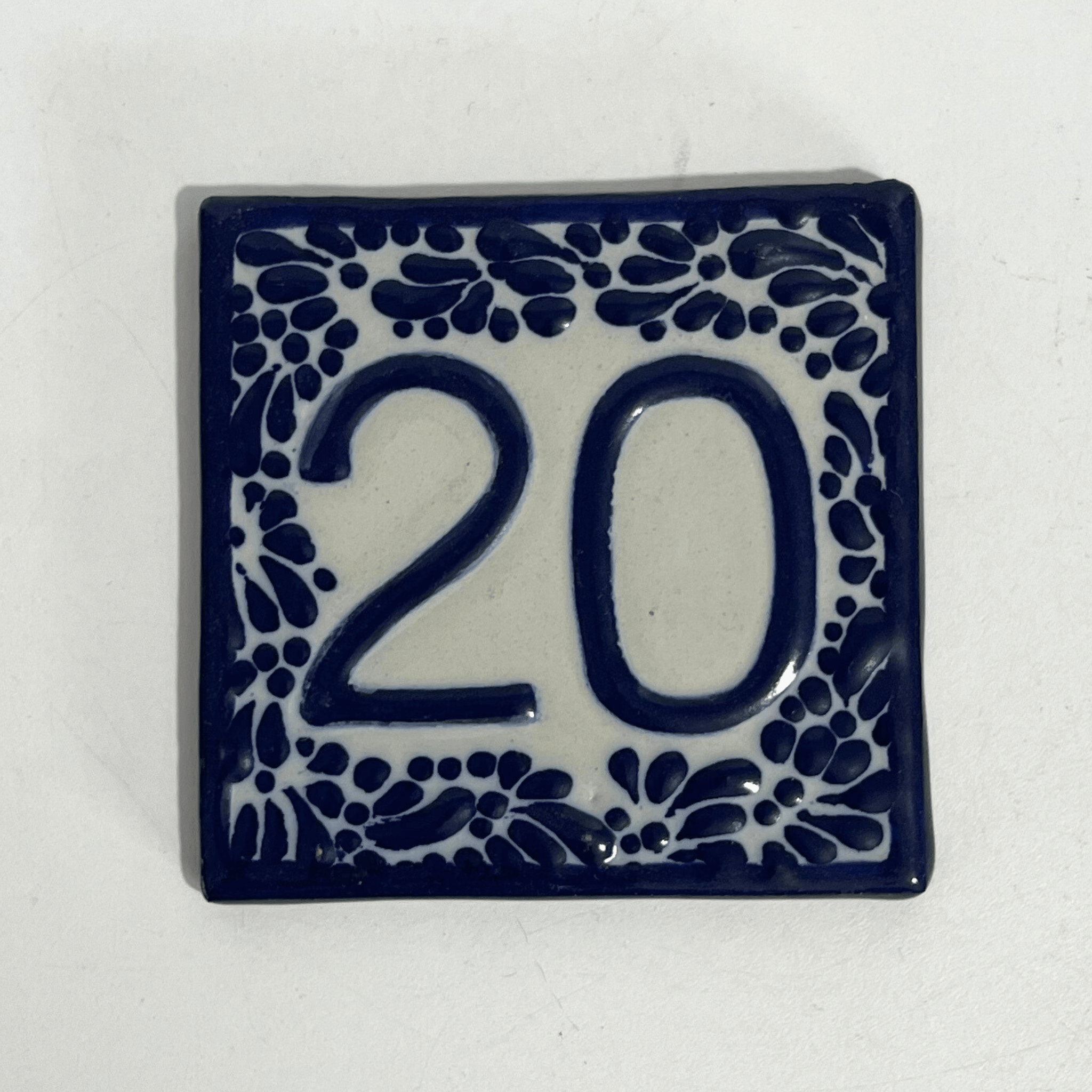 MOSAICO 10 CM NUMERO 20 PARA EXTERIOR FONDO TRADICIONAL MIK CENEFA AZUL COBALTO