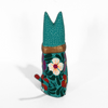 ALEBRIJE DE MADERA GATO VERDE FLORES