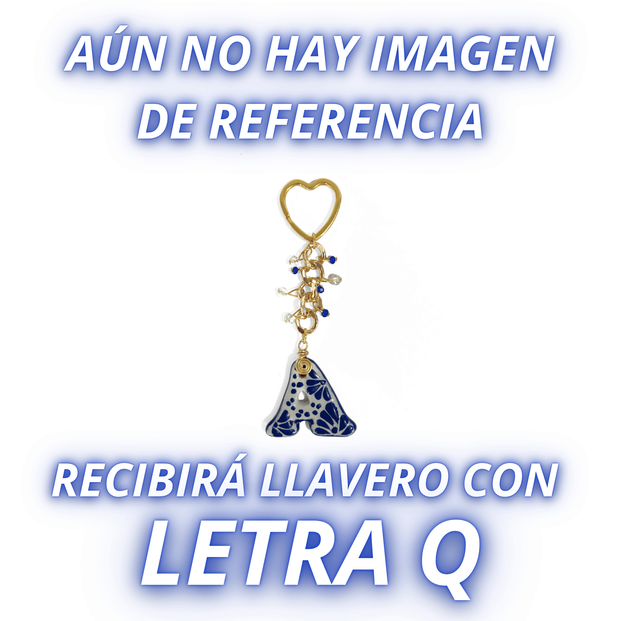 LLAVERO INICIAL AZUL COBALTO CON CRISTAL CORTADO